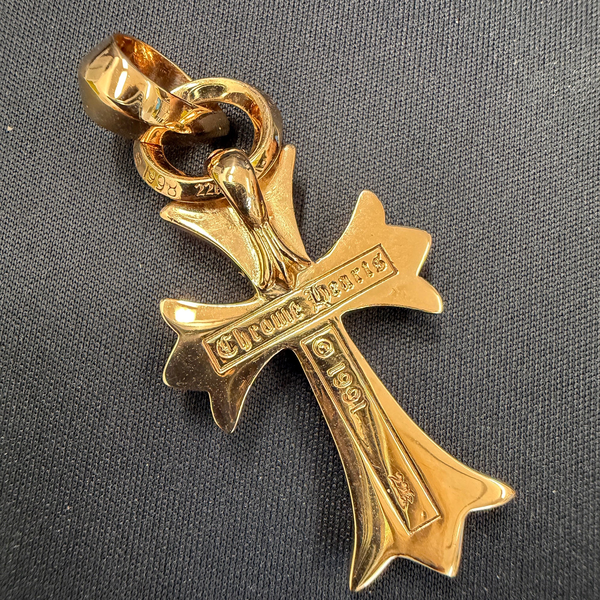 CHROME HEARTS 22K Small CH Cross Pave Diamond With Bail Pendent Top クロムハーツ 22K スモール CHクロス パヴェダイヤモンド ウィズ ベイル ペンダントトップ