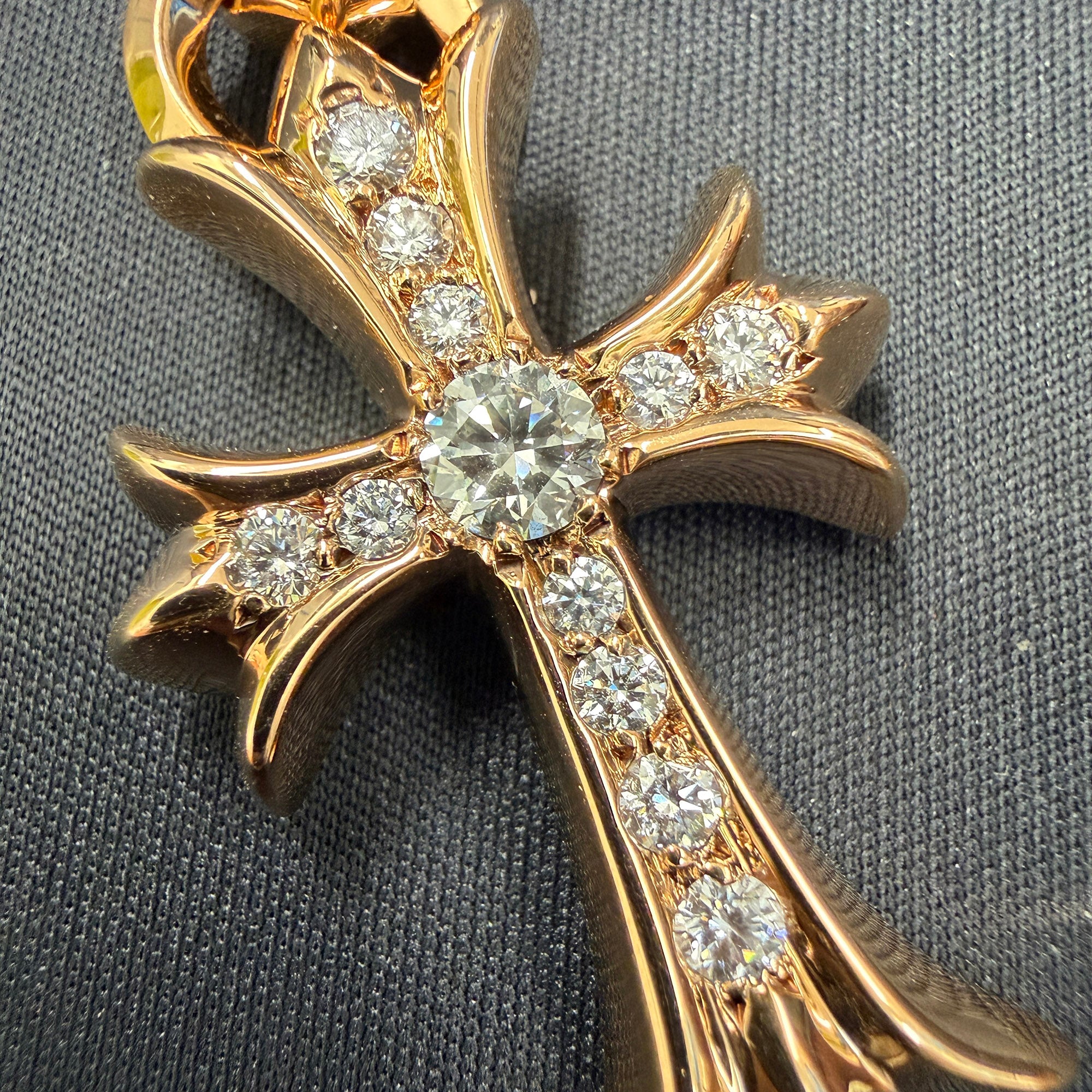 CHROME HEARTS 22K Small CH Cross Pave Diamond With Bail Pendent Top クロムハーツ 22K スモール CHクロス パヴェダイヤモンド ウィズ ベイル ペンダントトップ