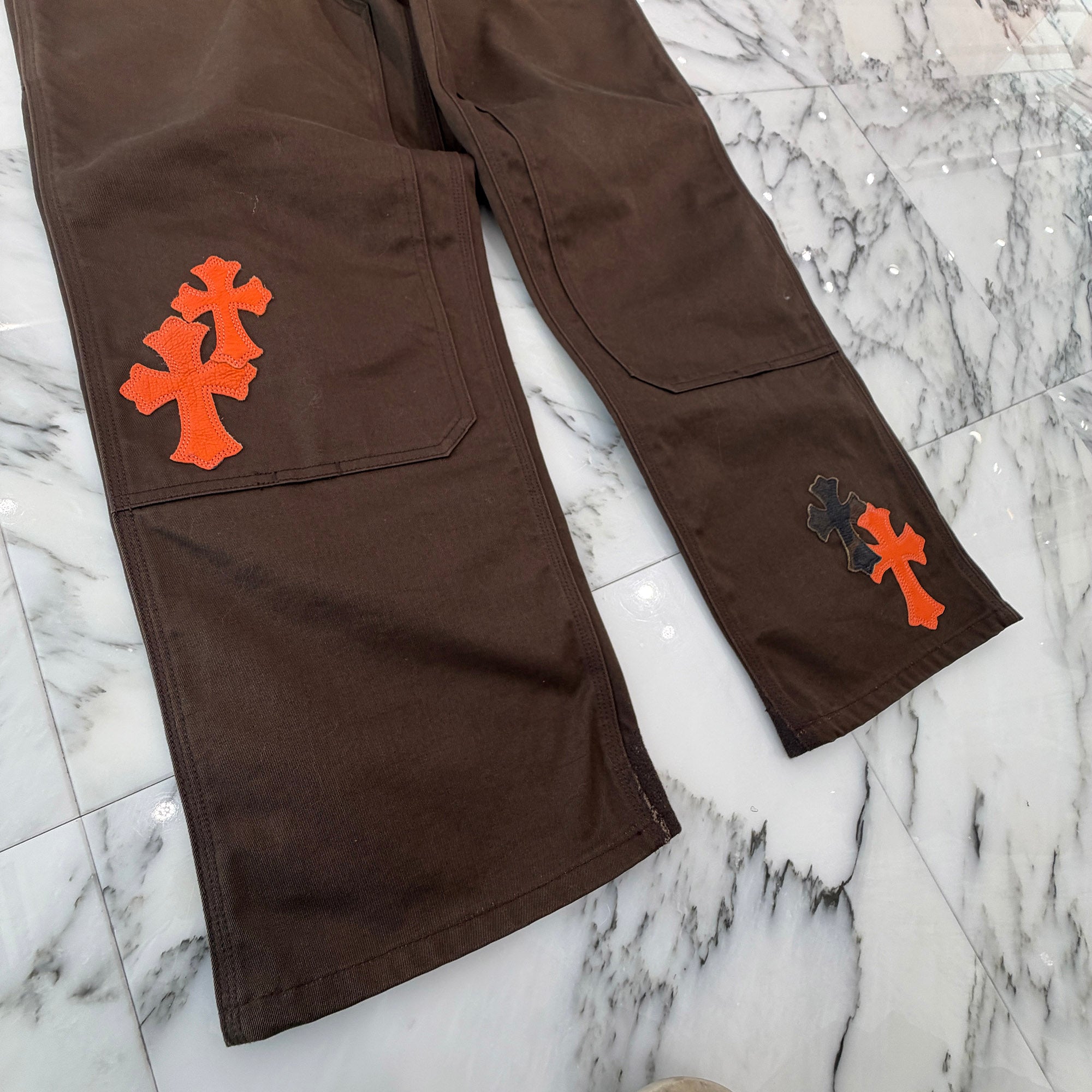 CHROME HEARTS Multi Leather Patch Carpenter Cross Ball Button Chino Pants Size 33 クロムハーツ マルチレザーパッチ カーペンター クロスボールボタン チノパンツ サイズ33