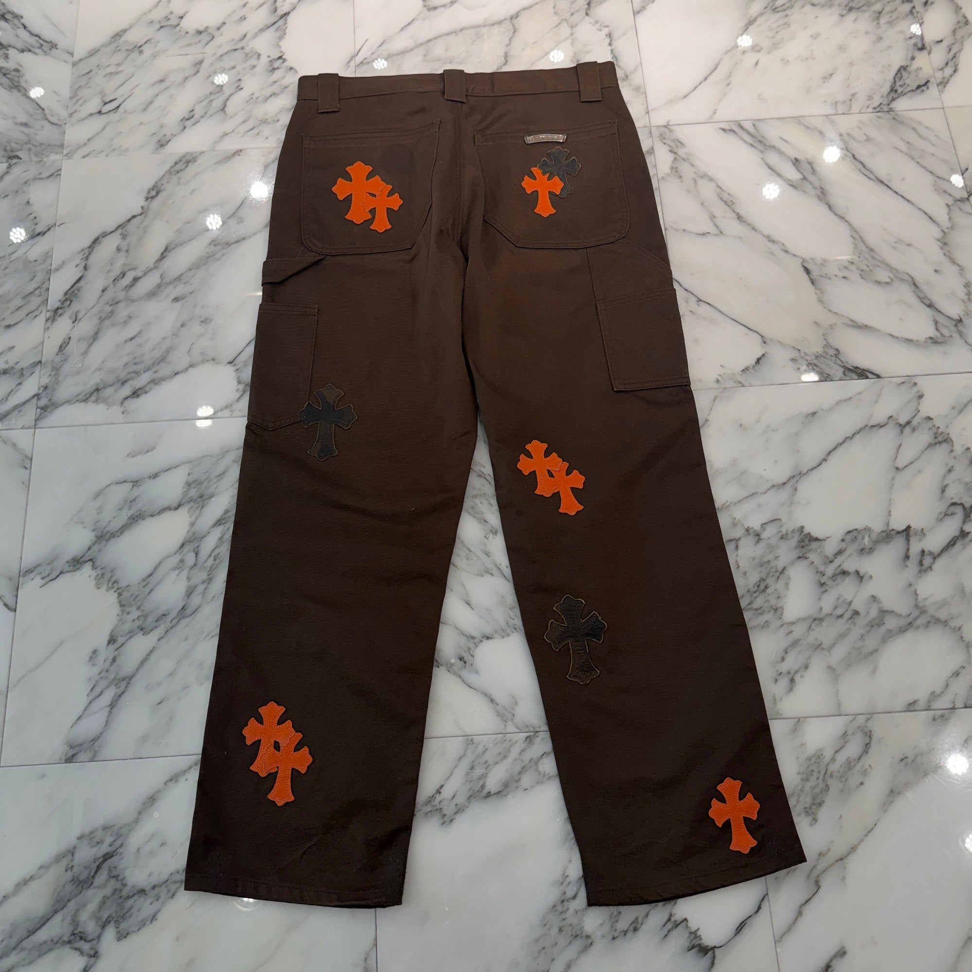 CHROME HEARTS Multi Leather Patch Carpenter Cross Ball Button Chino Pants Size 33 クロムハーツ マルチレザーパッチ カーペンター クロスボールボタン チノパンツ サイズ33