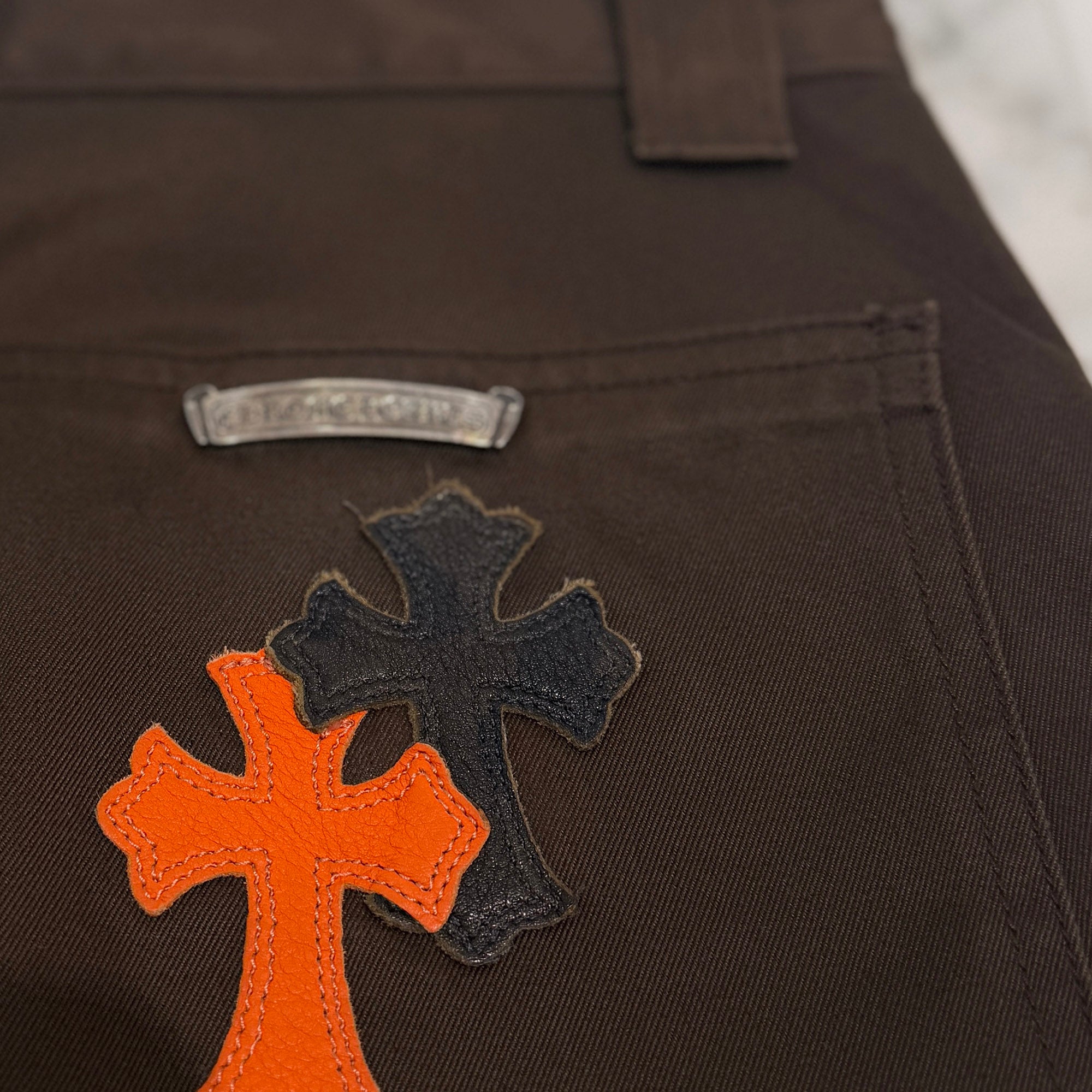CHROME HEARTS Multi Leather Patch Carpenter Cross Ball Button Chino Pants Size 33 クロムハーツ マルチレザーパッチ カーペンター クロスボールボタン チノパンツ サイズ33