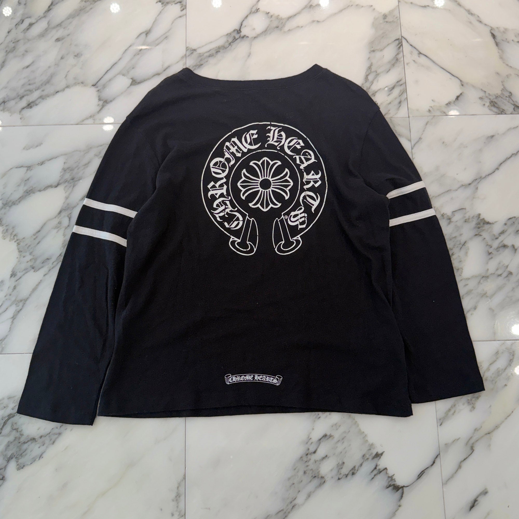CHROME HEARTS 33 Horseshoe Crack Print Long Sleeve Tee Size M クロムハーツ 33 ホースシュー クラックプリント ロングスリーブＴシャツ サイズM