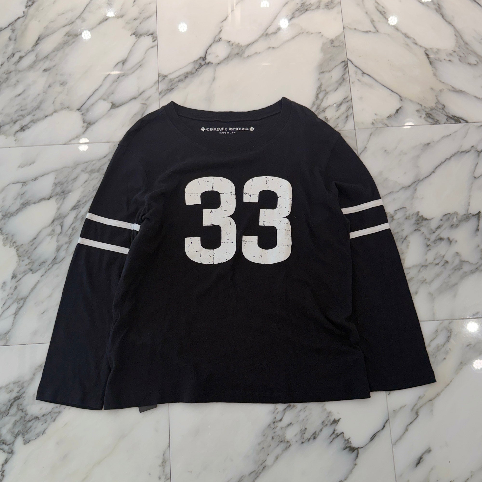 CHROME HEARTS 33 Horseshoe Crack Print Long Sleeve Tee Size M クロムハーツ 33 ホースシュー クラックプリント ロングスリーブＴシャツ サイズM