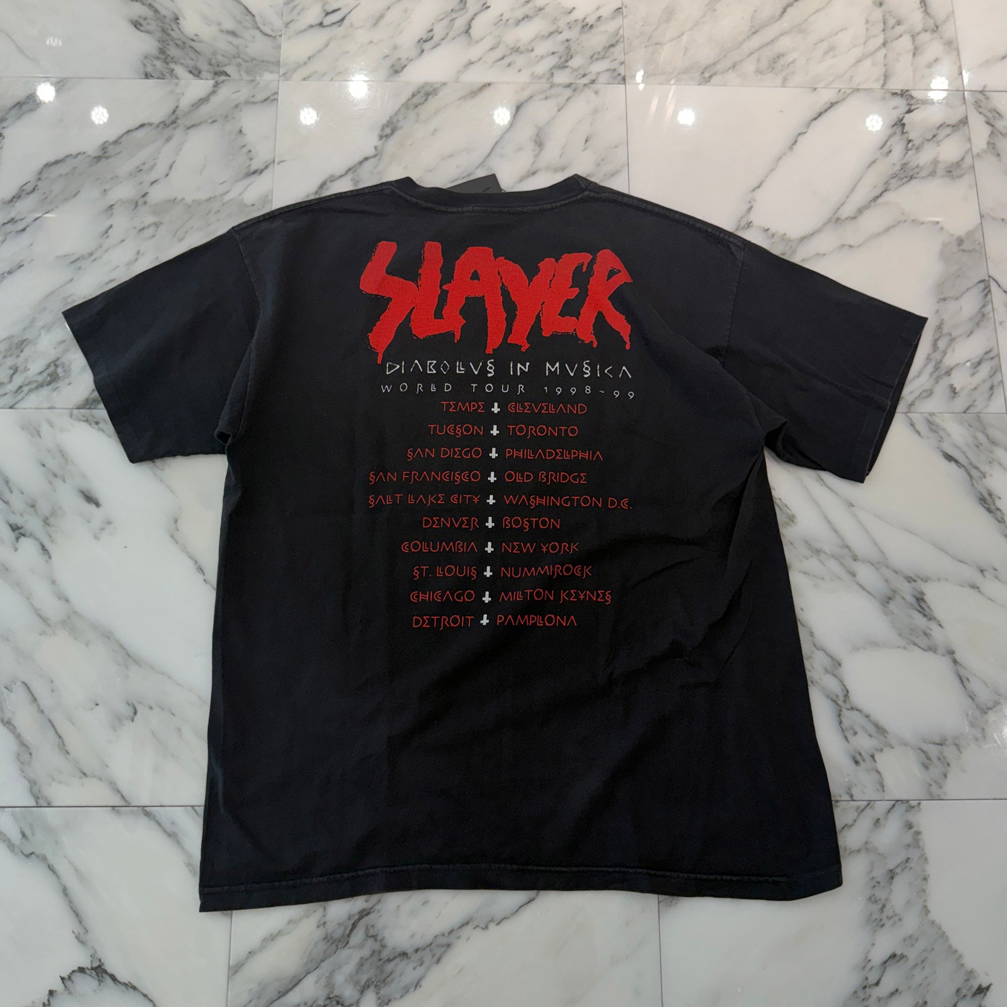 Vintage 90's SLAYER "DIABOLUS IN MUSICA WORLD TOUR 1998-99" Winterland S/S Tee Size XL ヴィンテージ 90's スレイヤー "ディロボラス・イン・ムジカ・ワールド・ツアー 1998-99" ウィンターランド社製Tシャツ サイズXL