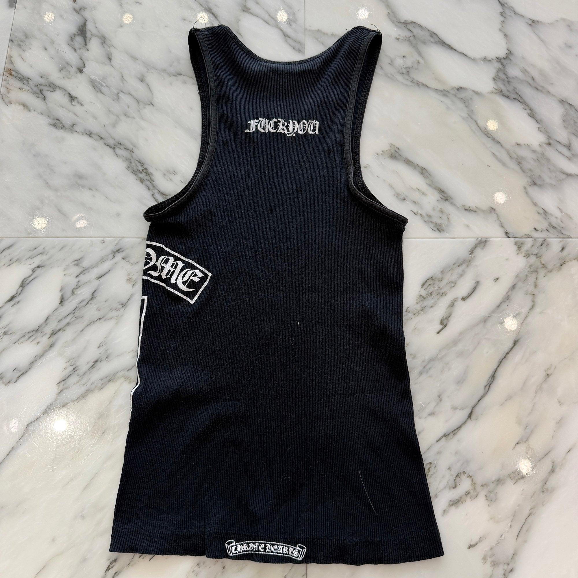 CHROME HEARTS CH Cross Side Vertical Logo Fuck You Tank Top Size M クロムハーツ CHクロス サイド ヴァーティカルロゴ ファックユー タンクトップ サイズM