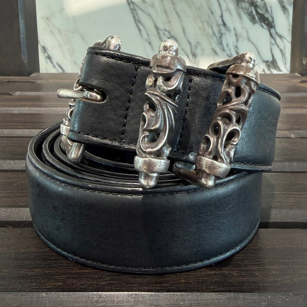 CHROME HEARTS 3PC Roller Leather Belt Size 38 inch クロムハーツ 3PC ローラー レザーベルト サイズ38インチ