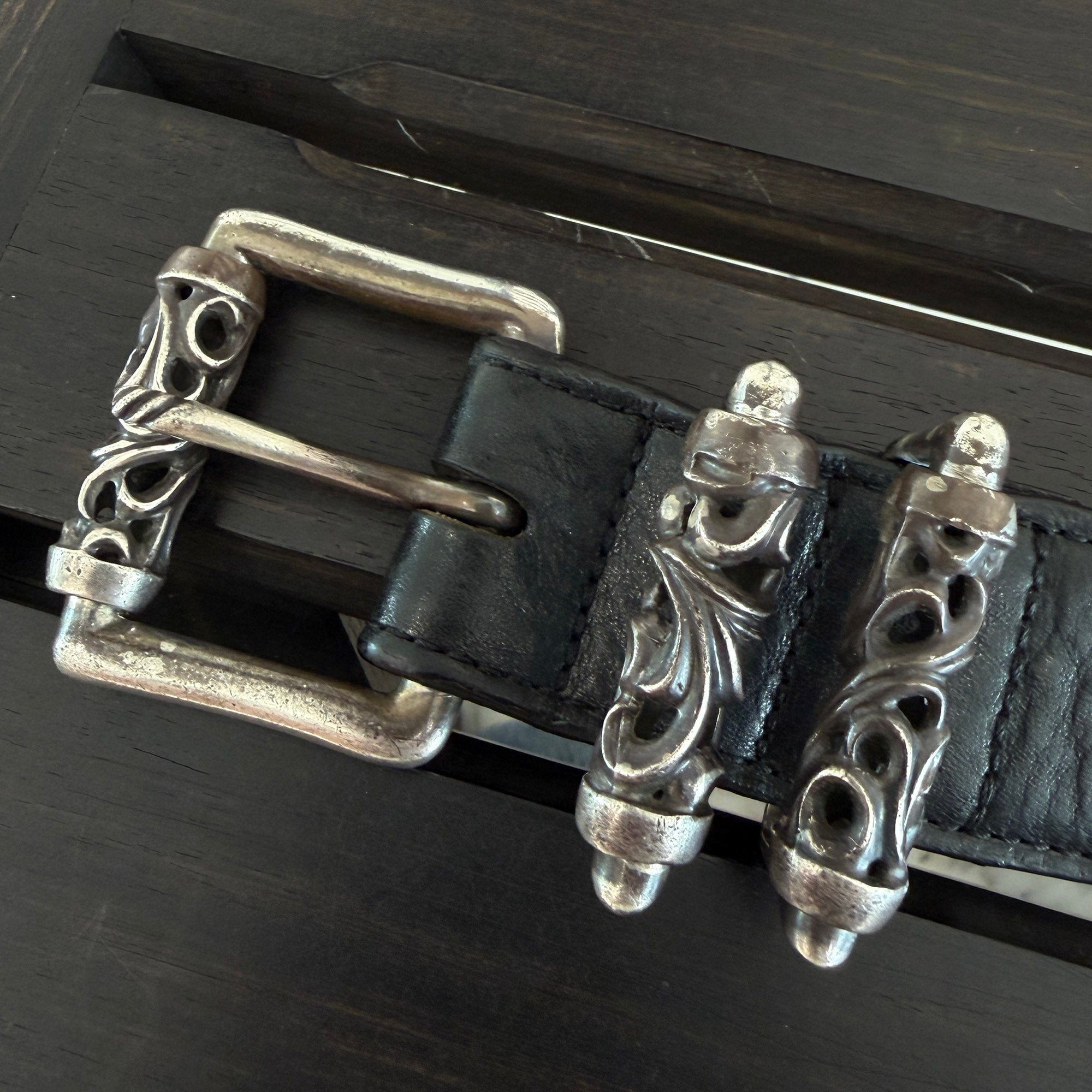 CHROME HEARTS 3PC Roller Leather Belt Size 38 inch クロムハーツ 3PC ローラー レザーベルト サイズ38インチ
