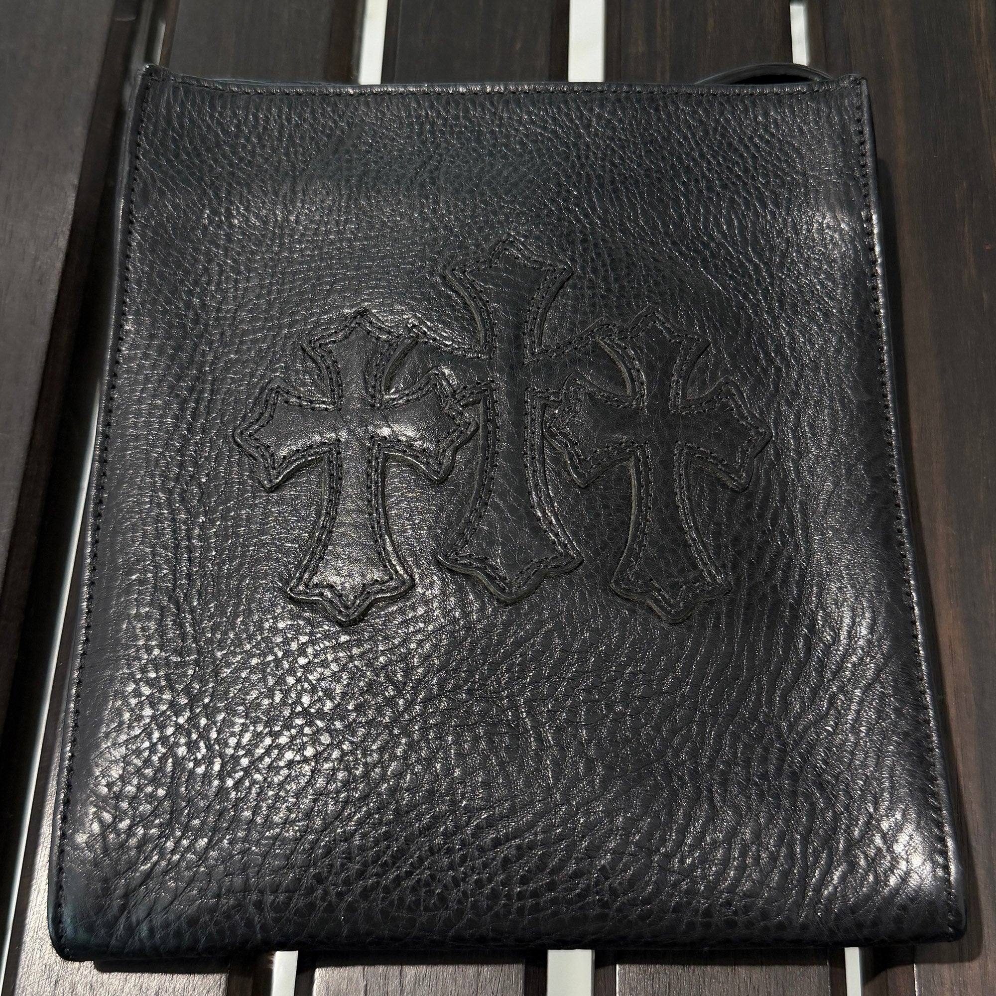 CHROME HEARTS Square Pocket 3 Cemetery Cross Leather Patch Shoulder Bag クロムハーツ スクエアポケット 3セメタリークロス レザーパッチ ショルダーバッグ