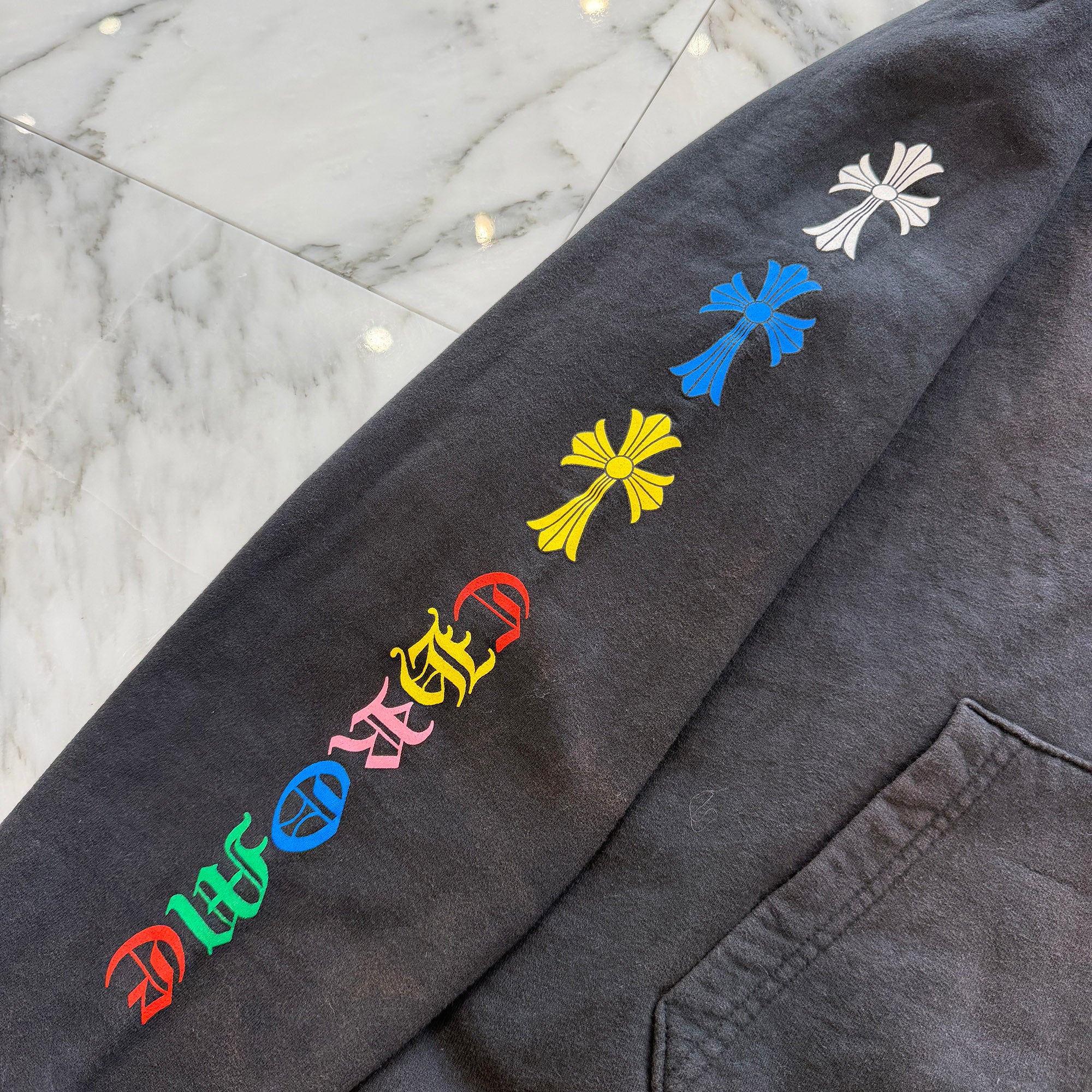 CHROME HEARTS 2021SS MLTCOL CEM CRS Pullover Hoodie Size L クロムハーツ マルチカラー セメタリークロス プルオーバー フーディ サイズL