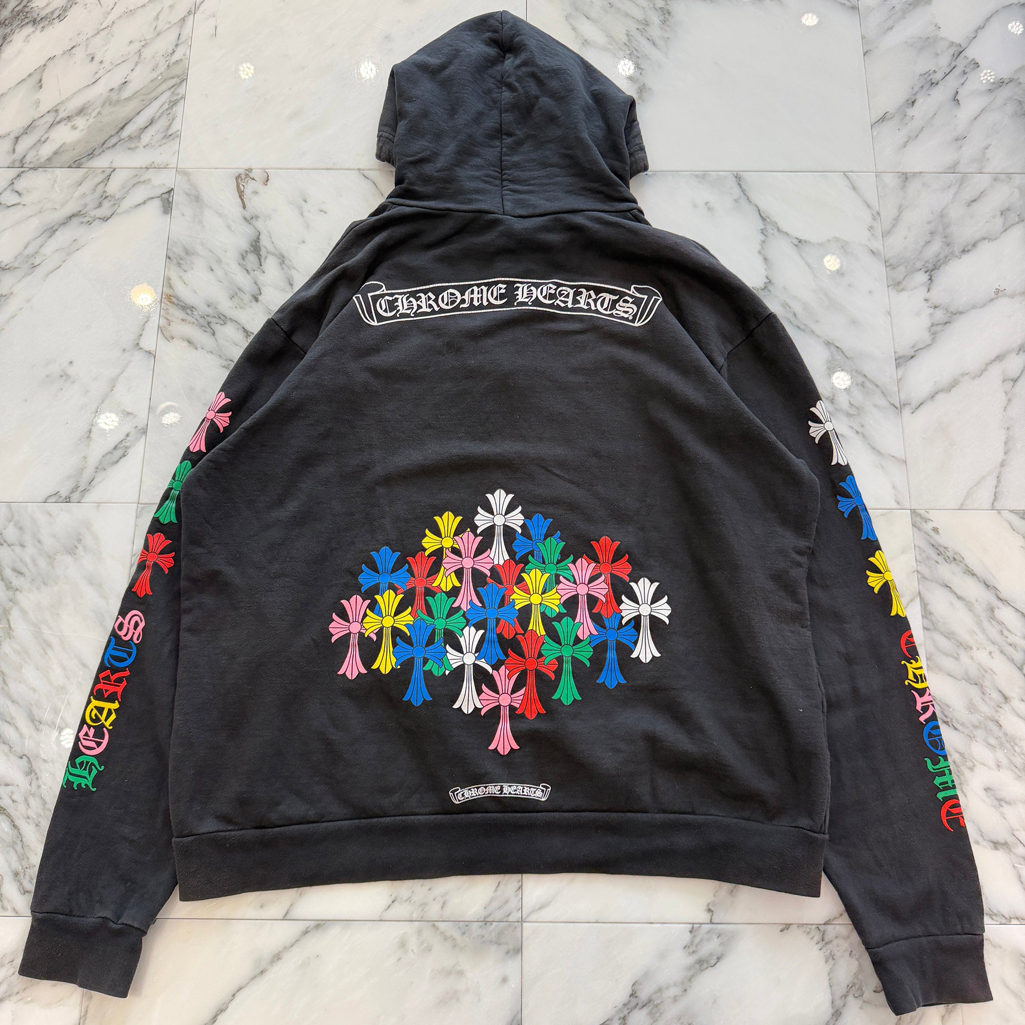 CHROME HEARTS 2021SS MLTCOL CEM CRS Pullover Hoodie Size L クロムハーツ マルチカラー セメタリークロス プルオーバー フーディ サイズL