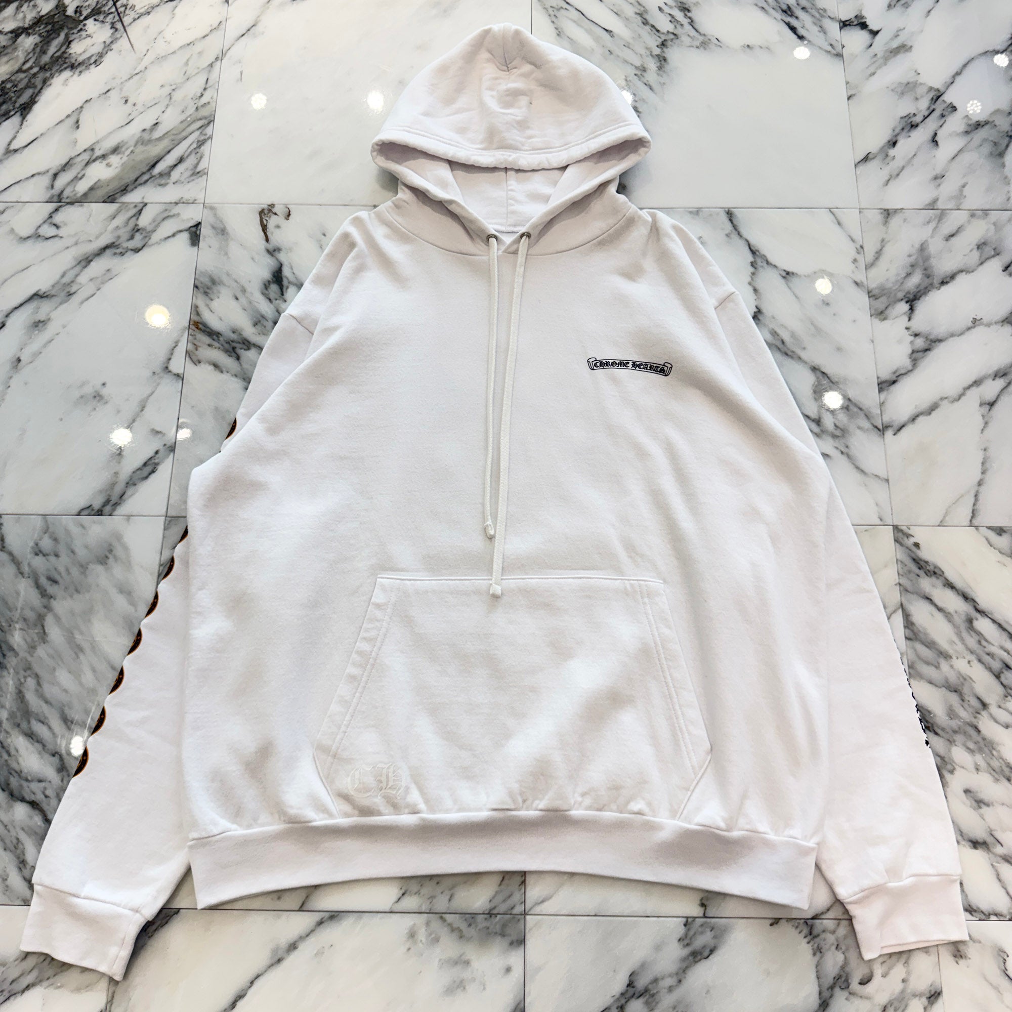 CHROME HEARTS CH Plus Yellow Cross Logo Pullover Hoodie Size XL クロムハーツ CHプラス イエロークロス ロゴ プルオーバーフーディー サイズXL