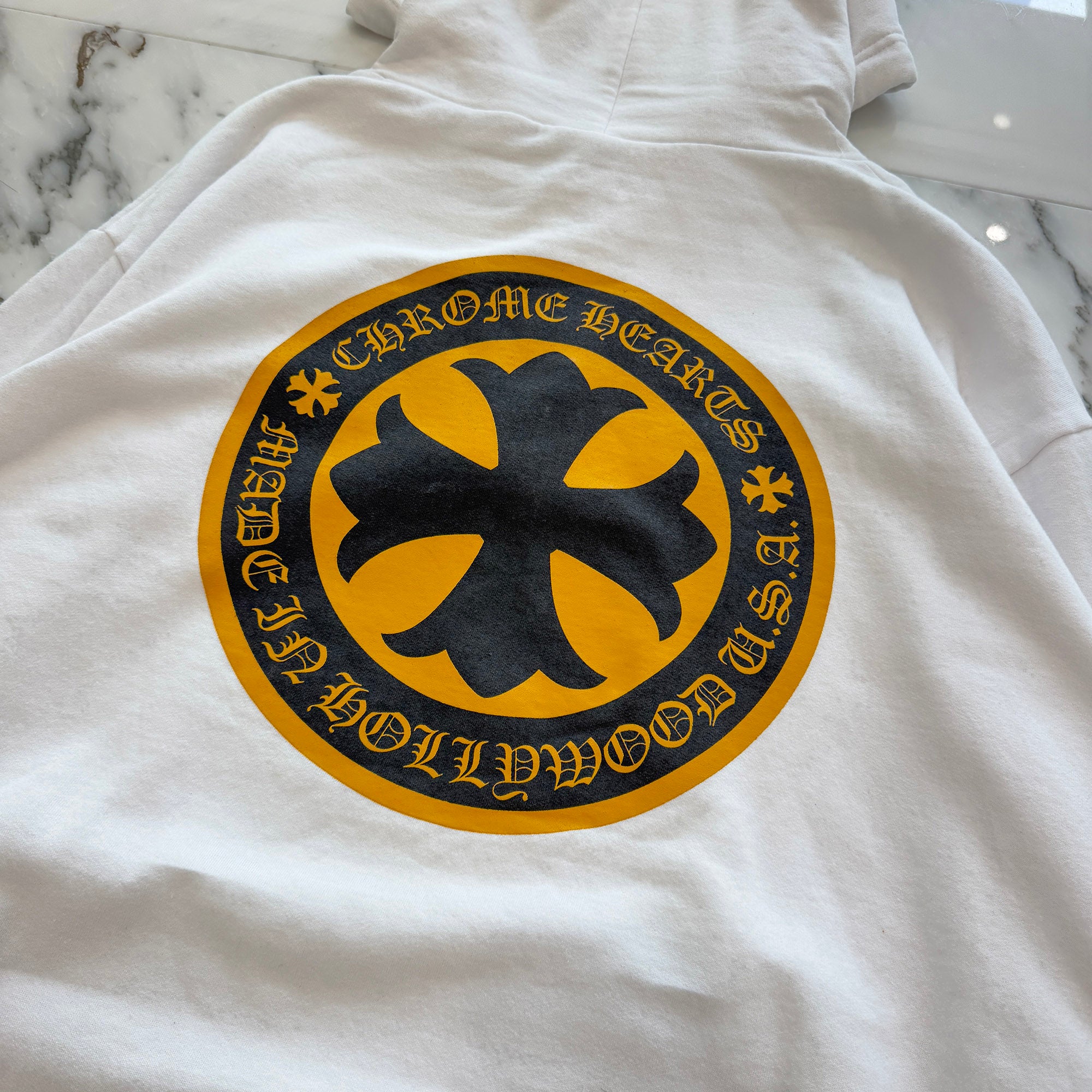 CHROME HEARTS CH Plus Yellow Cross Logo Pullover Hoodie Size XL クロムハーツ CHプラス イエロークロス ロゴ プルオーバーフーディー サイズXL