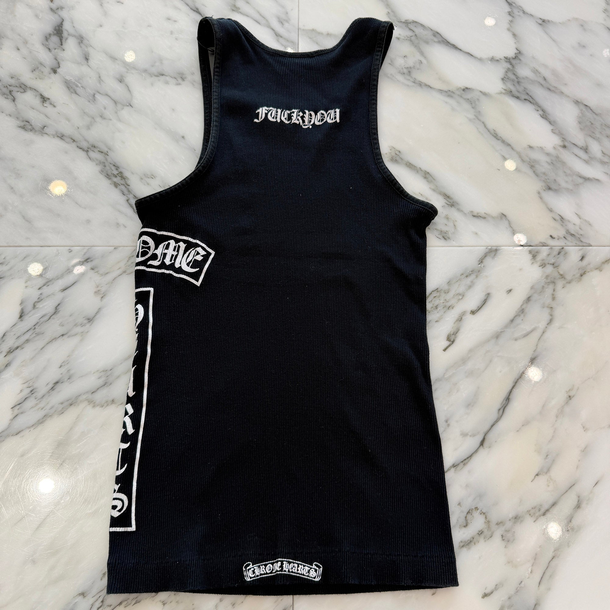 CHROME HEARTS CH Cross Side Vertical Logo Fuck You Tank Top Size M クロムハーツ CHクロス サイド ヴァーティカルロゴ ファックユー タンクトップ サイズM