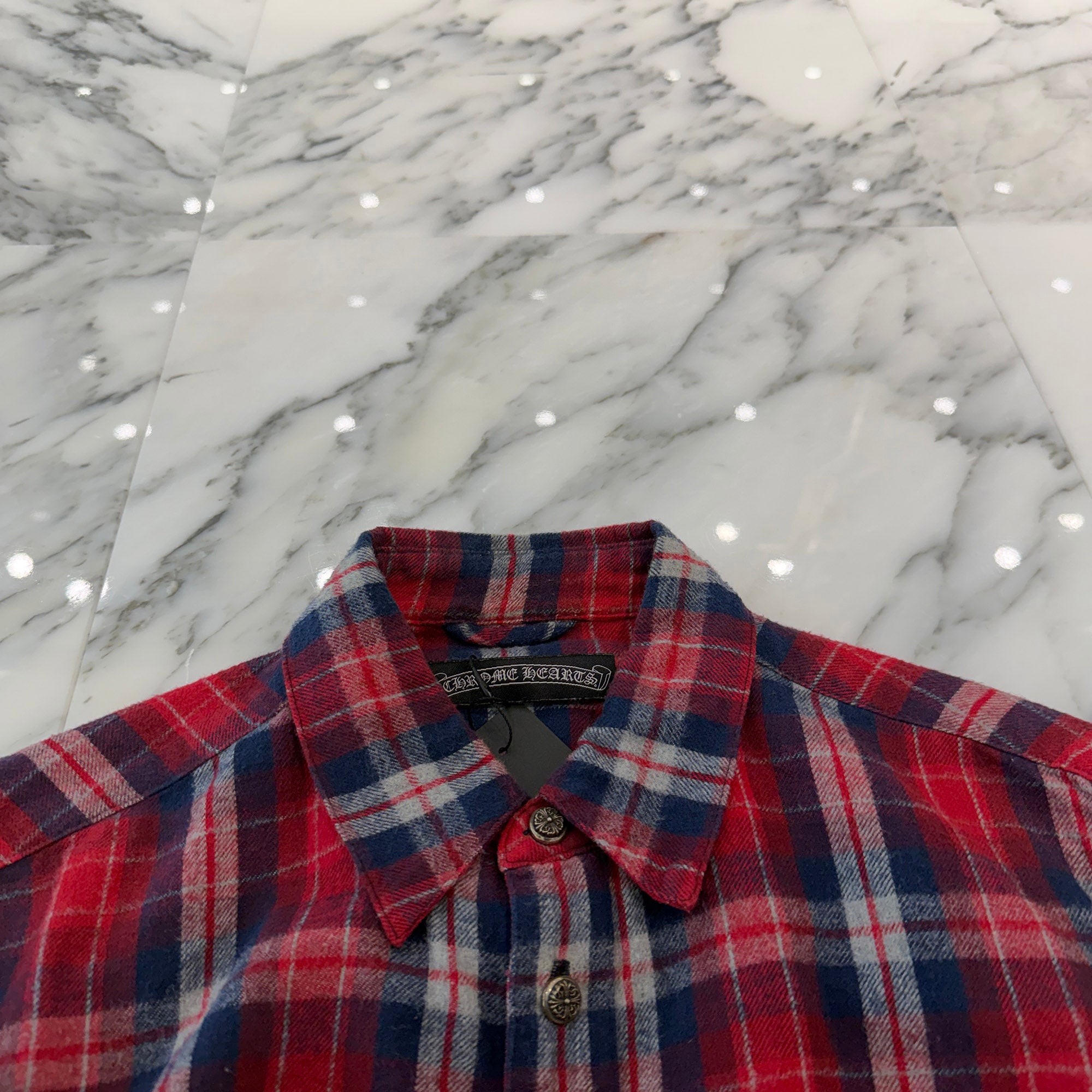 CHROME HEARTS Y NOT Loose Ends Check Shirt Size M クロムハーツ ワイノット ルーズエンド チェックシャツ サイズM