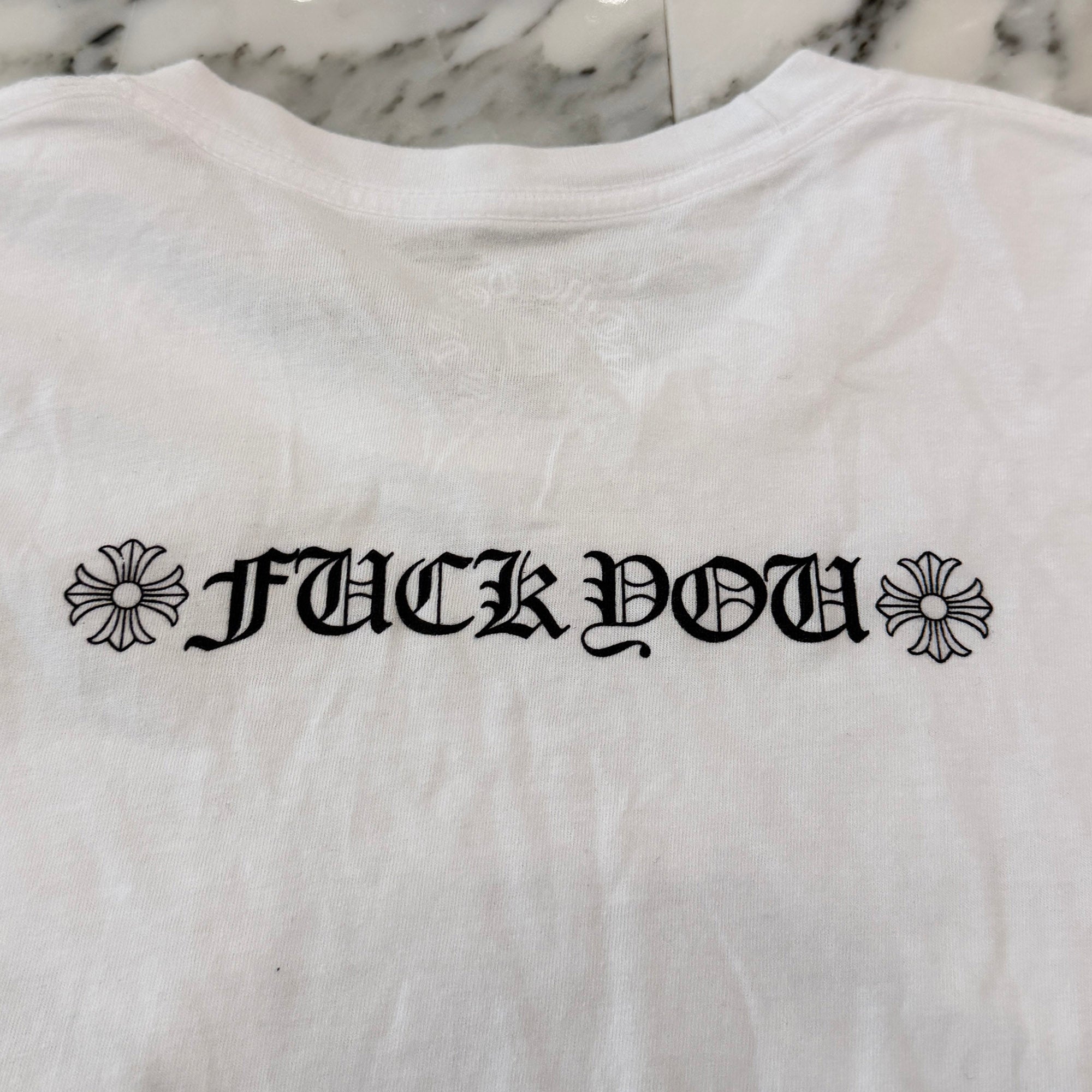 CHROME HEARTS Scroll Logo Back Fuck You Print Tee Size XL クロムハーツ スクロールロゴ バック ファックユー プリントTシャツ サイズXL