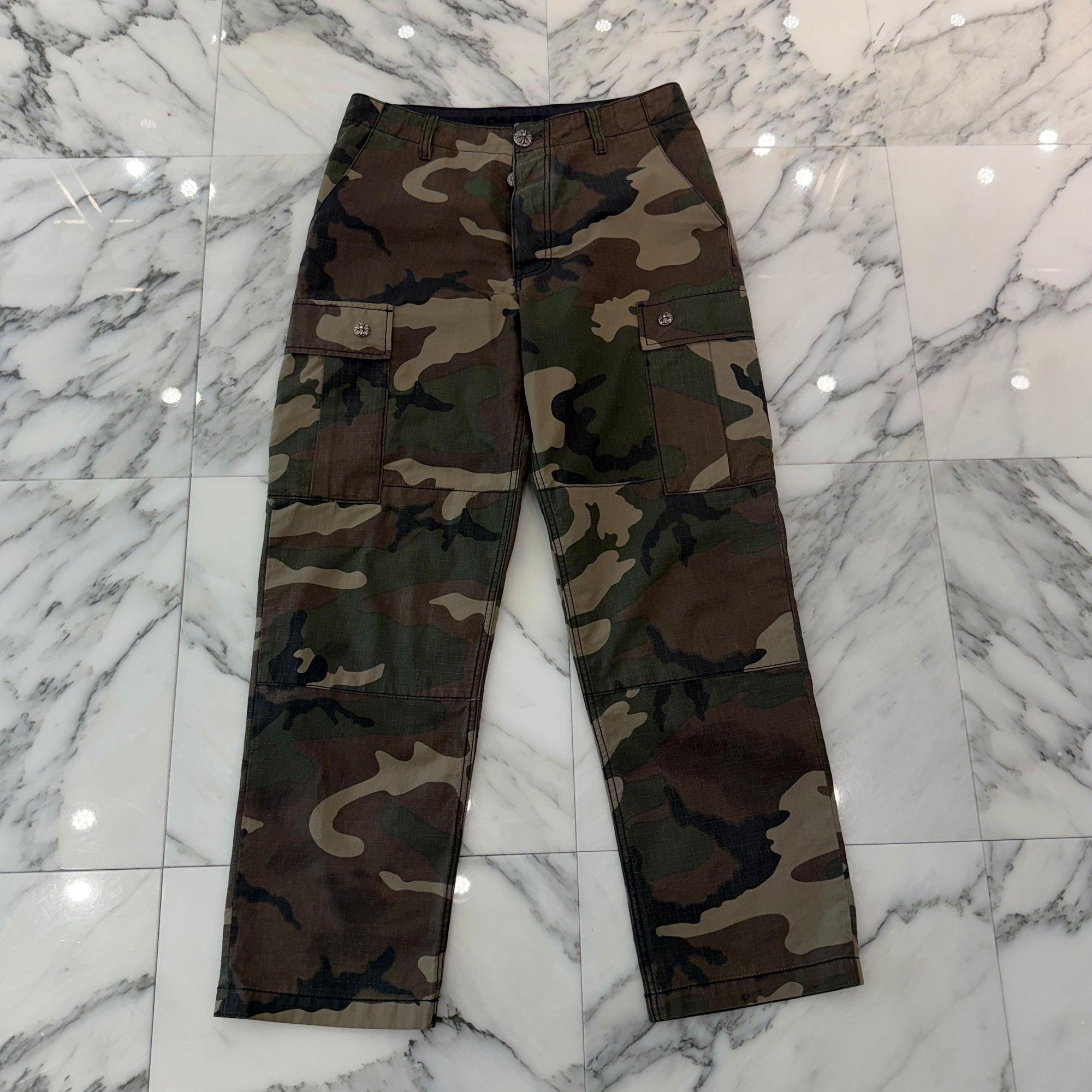 CHROME HEARTS Cross Ball Button Camo Cargo Pants Size 30 クロムハーツ クロスボールボタン カモ カーゴパンツ サイズ30