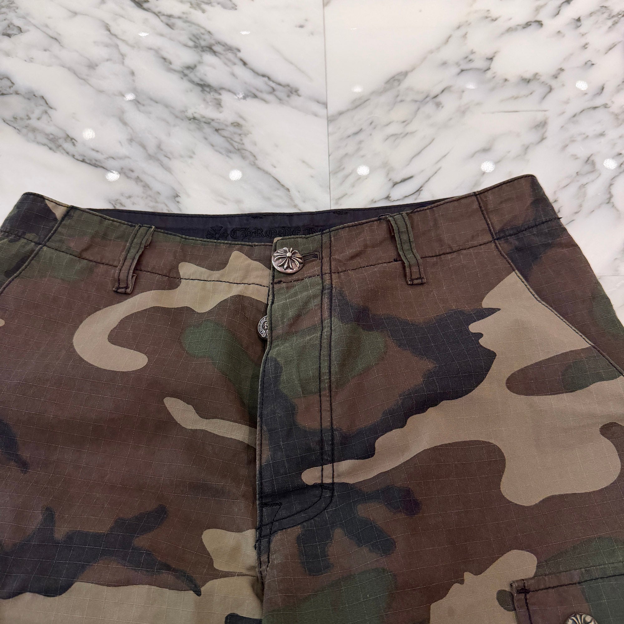 CHROME HEARTS Cross Ball Button Camo Cargo Pants Size 30 クロムハーツ クロスボールボタン カモ カーゴパンツ サイズ30