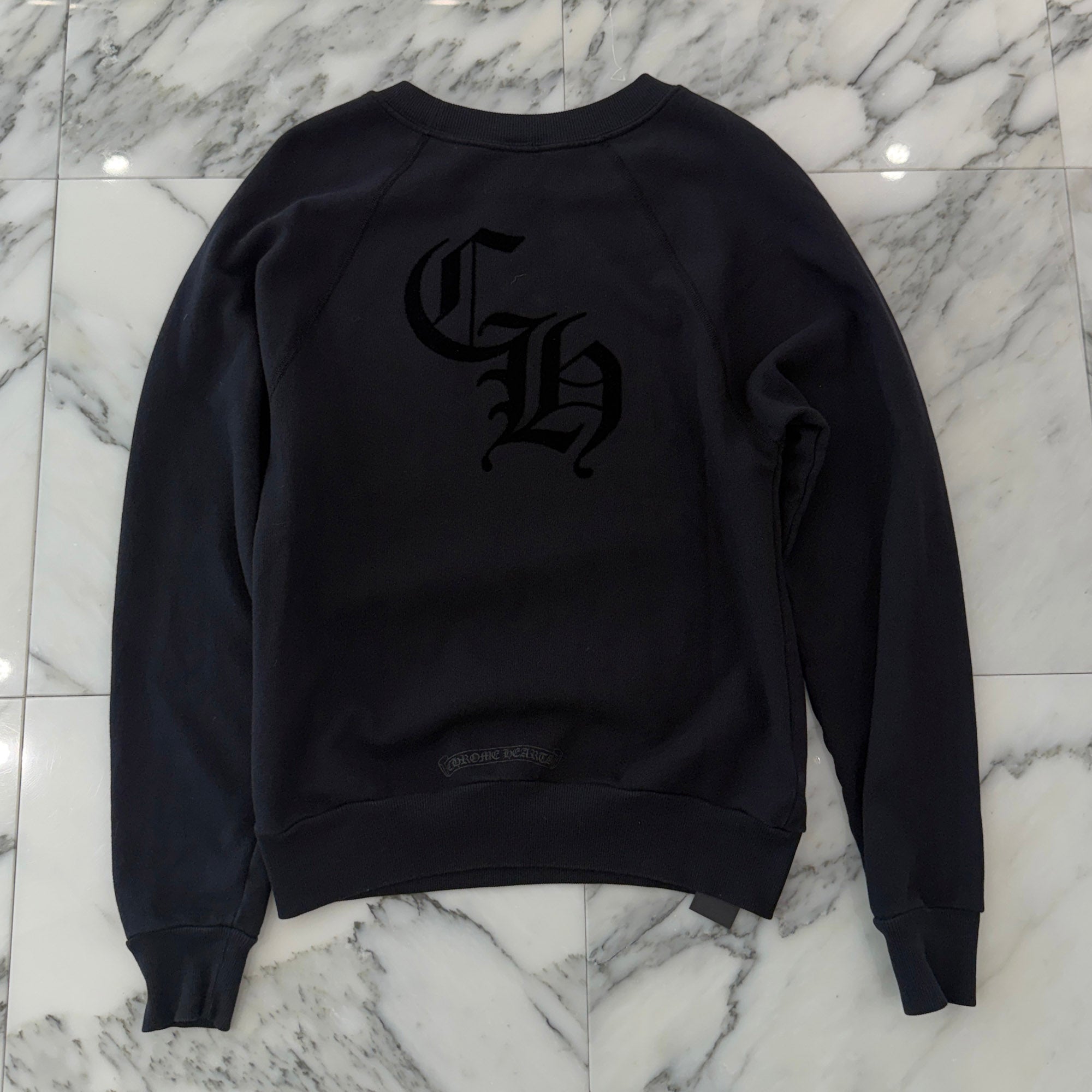 CHROME HEARTS Y NOT Cemetery Cross Flock Patch Sweat Shirt Size S クロムハーツ ワイノット セメタリークロス フロッキーパッチ スウェットシャツ サイズS