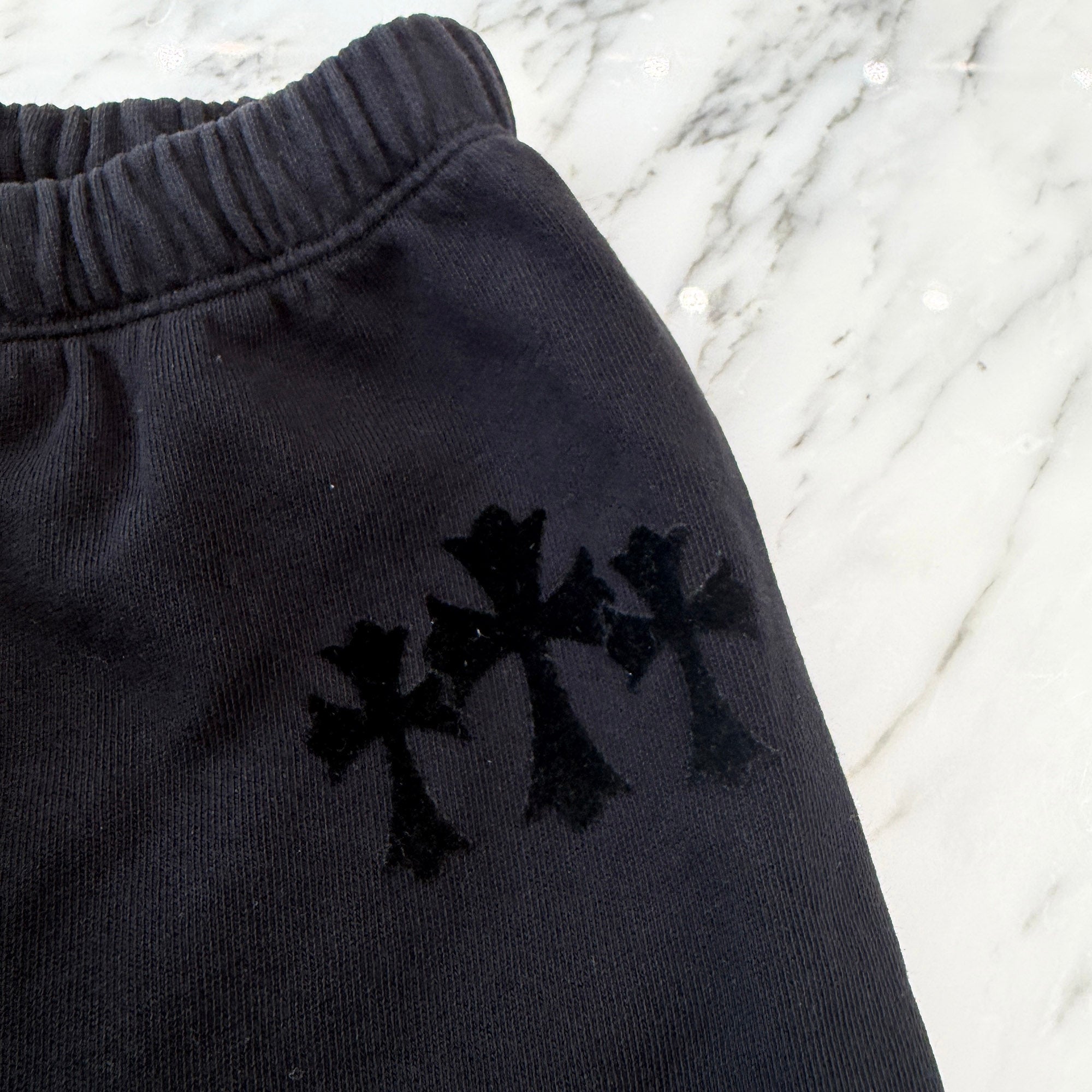 CHROME HEARTS Y NOT Cemetery Cross Flock Patch Sweat Pants Size M クロムハーツ ワイノット セメタリークロス フロッキーパッチ スウェットパンツ サイズM
