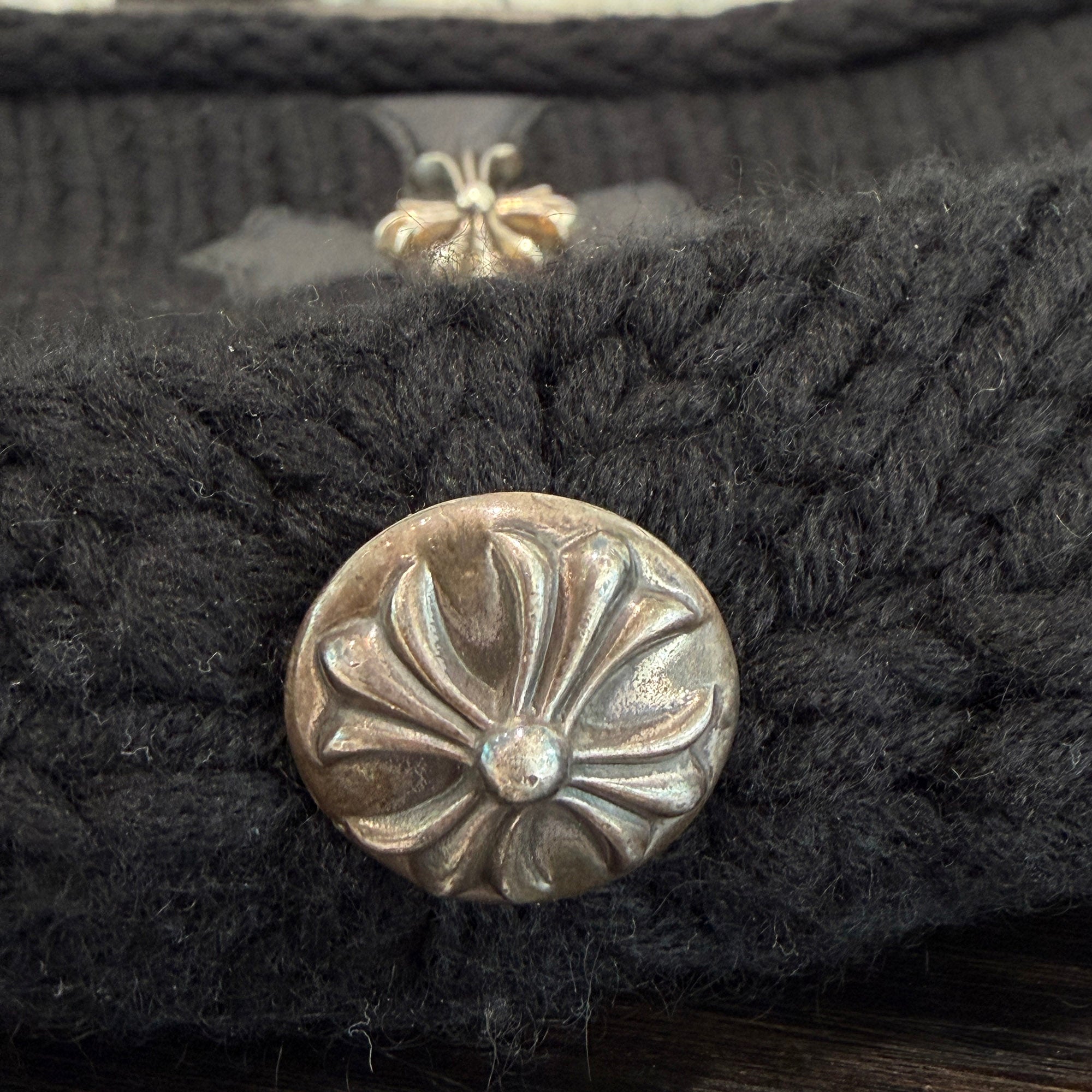 CHROME HEARTS Cashmere Small CH Cross Leather 1 Cross Patch Beanie Size ONE SIZE (53-60) クロムハーツ カシミヤ スモール CHクロス レザー 1クロスパッチ ビーニー サイズONE SIZE(53-60)