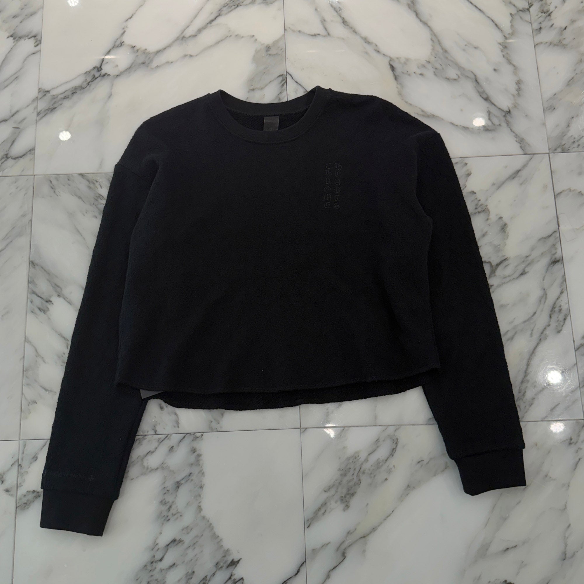 CHROME HEARTS Y NOT Vertical Logo Cropped Sweat Shirt Size XS クロムハーツ ワイノット ヴァーティカルロゴ クロップド スウェットシャツ Tシャツ サイズXS