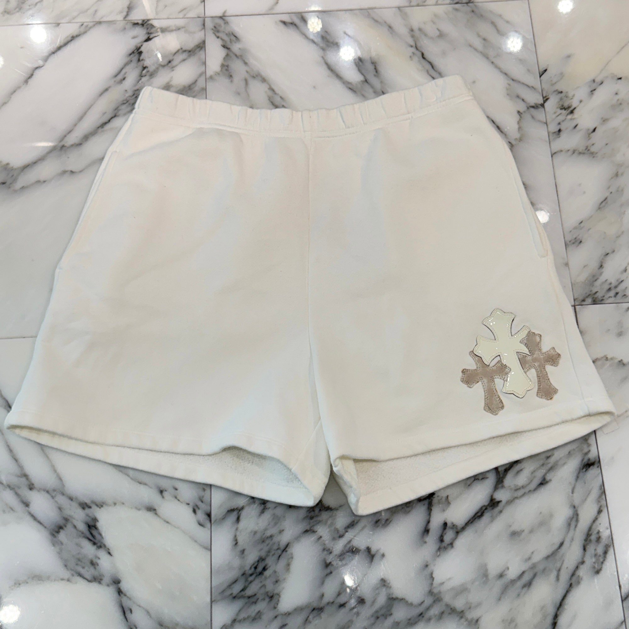 CHROME HEARTS Patent Leather Cross Patch Sweat Shorts Size M クロムハーツ パテントレザークロスパッチ スウェットショーツ サイズM
