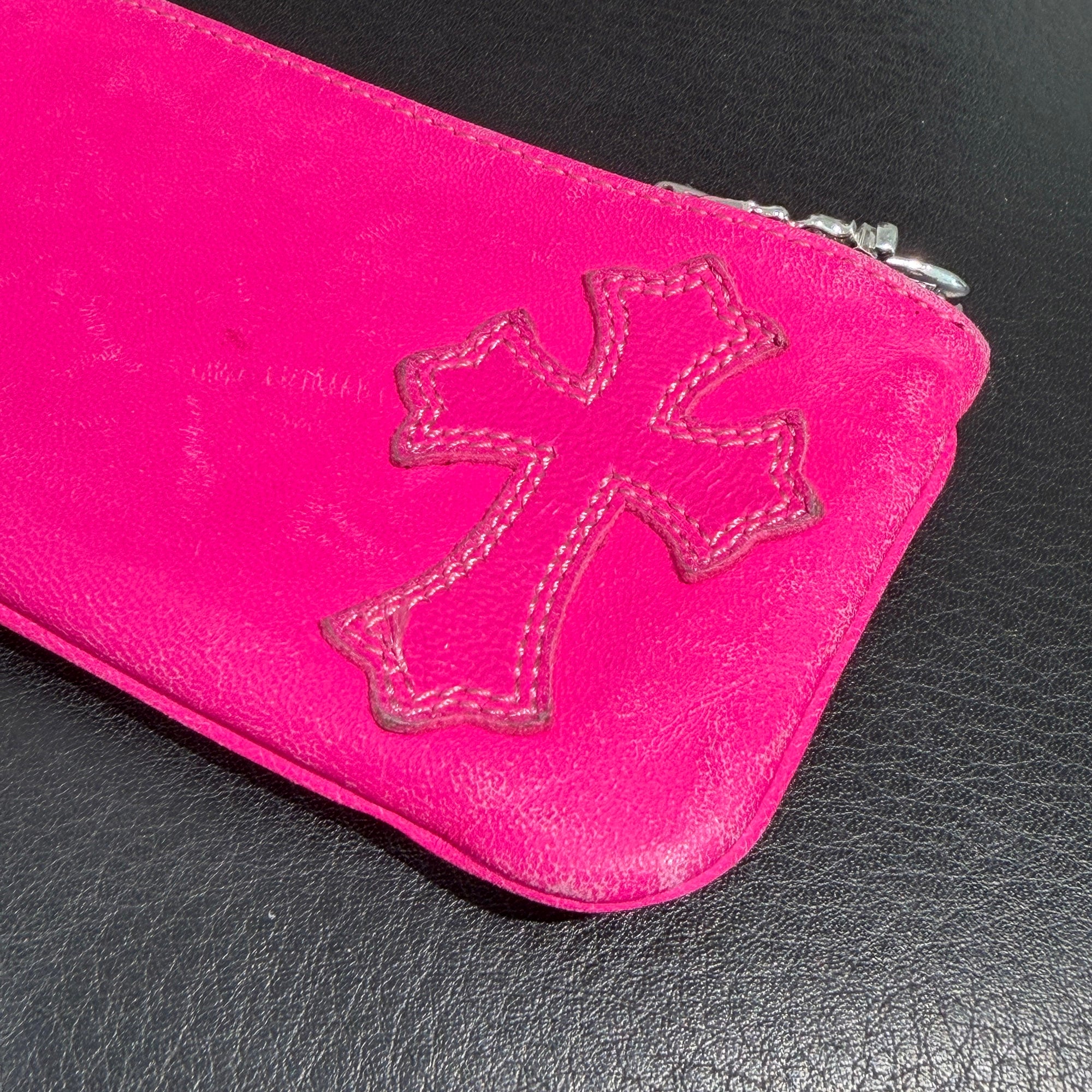 CHROME HEARTS Cross Leather Patch Zipper Tiny Change Purse Wallet クロムハーツ クロスレザーパッチ ジッパー タイニー チェンジパース ウォレット