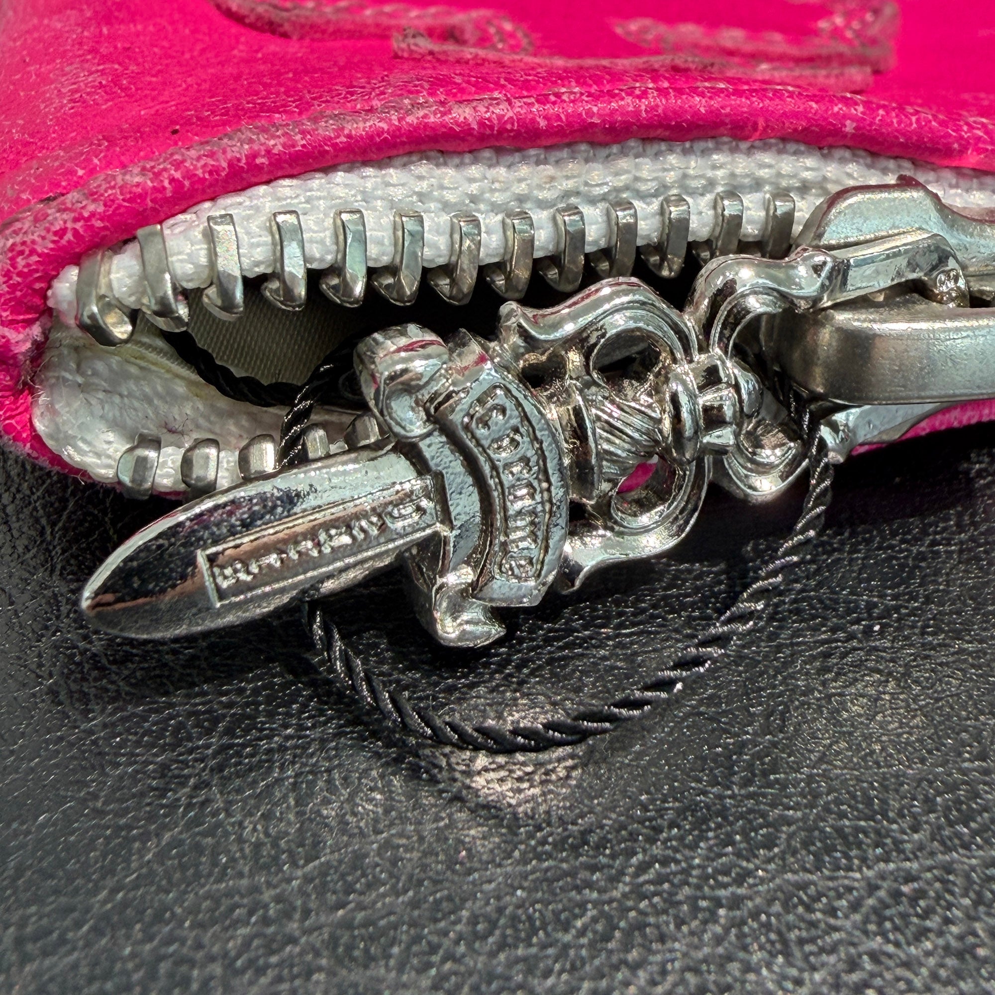 CHROME HEARTS Cross Leather Patch Zipper Tiny Change Purse Wallet クロムハーツ クロスレザーパッチ ジッパー タイニー チェンジパース ウォレット