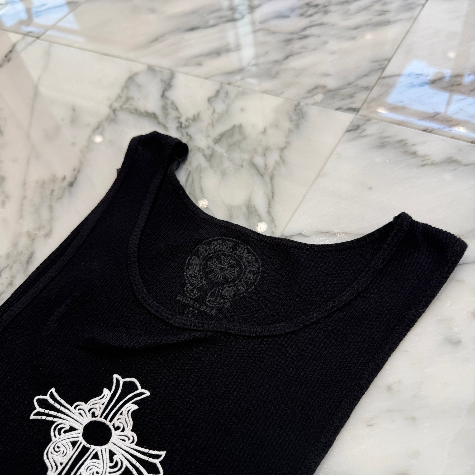 CHROME HEARTS Hairy Cross Rib Tank Top Size L クロムハーツ ヘイリークロス リブ タンクトップ サイズL