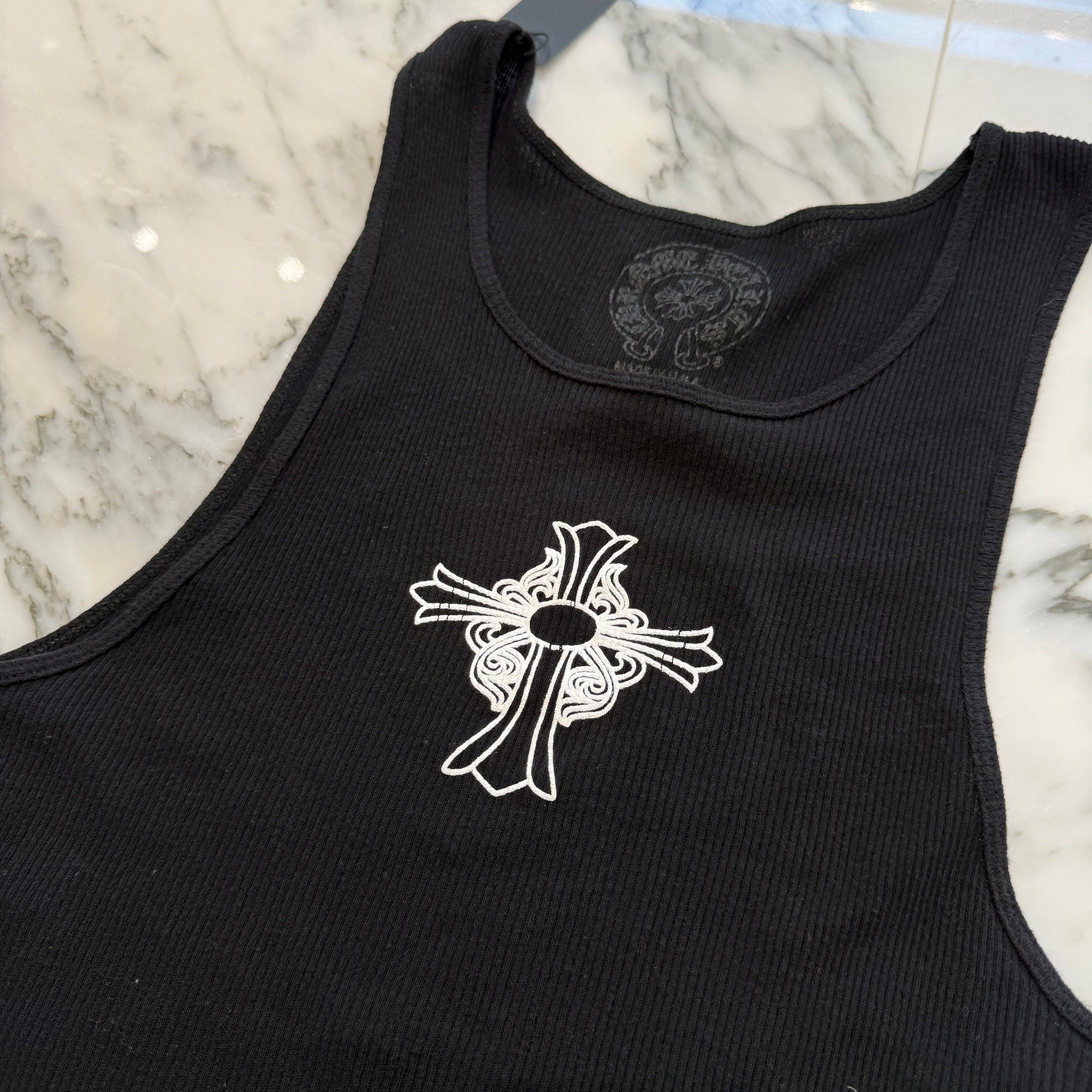 CHROME HEARTS Hairy Cross Rib Tank Top Size L クロムハーツ ヘイリークロス リブ タンクトップ サイズL