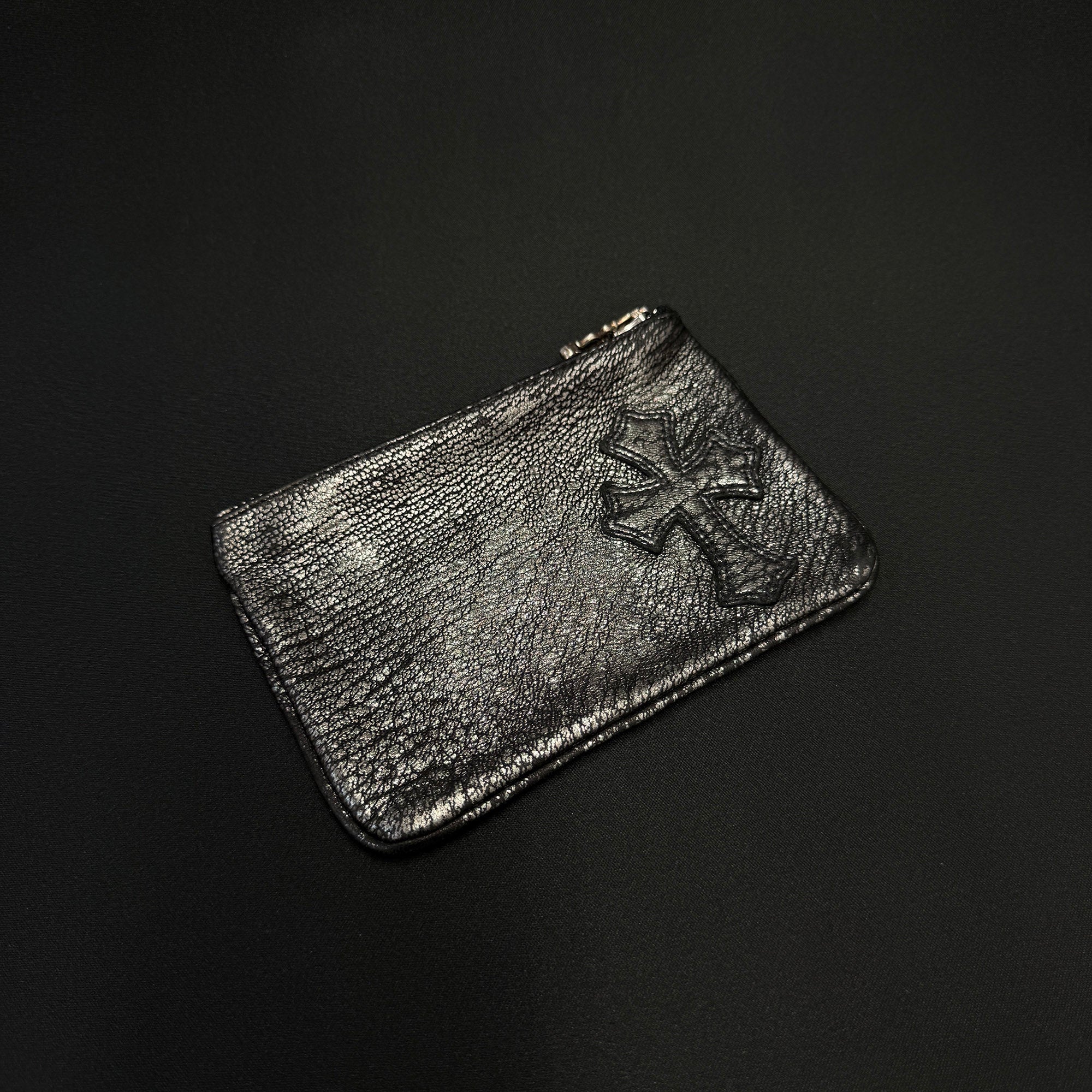 CHROME HEARTS 1 Cross Leather Patch Zipper Change Purse クロムハーツ 1クロスレザーパッチ ジッパー チェンジパース