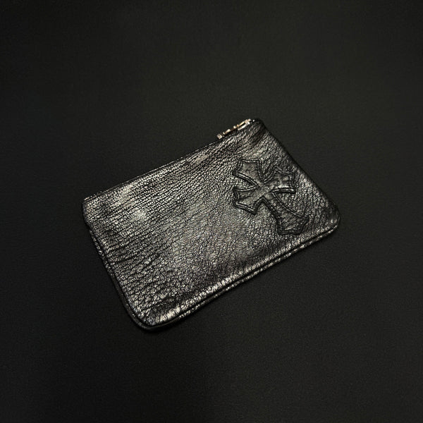 CHROME HEARTS 1 Cross Leather Patch Zipper Change Purse クロムハーツ 1クロスレザーパッチ ジッパー チェンジパース