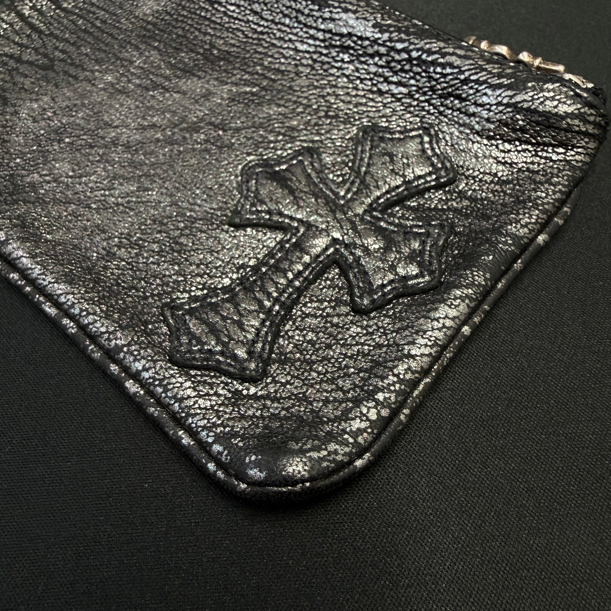 CHROME HEARTS 1 Cross Leather Patch Zipper Change Purse クロムハーツ 1クロスレザーパッチ ジッパー チェンジパース