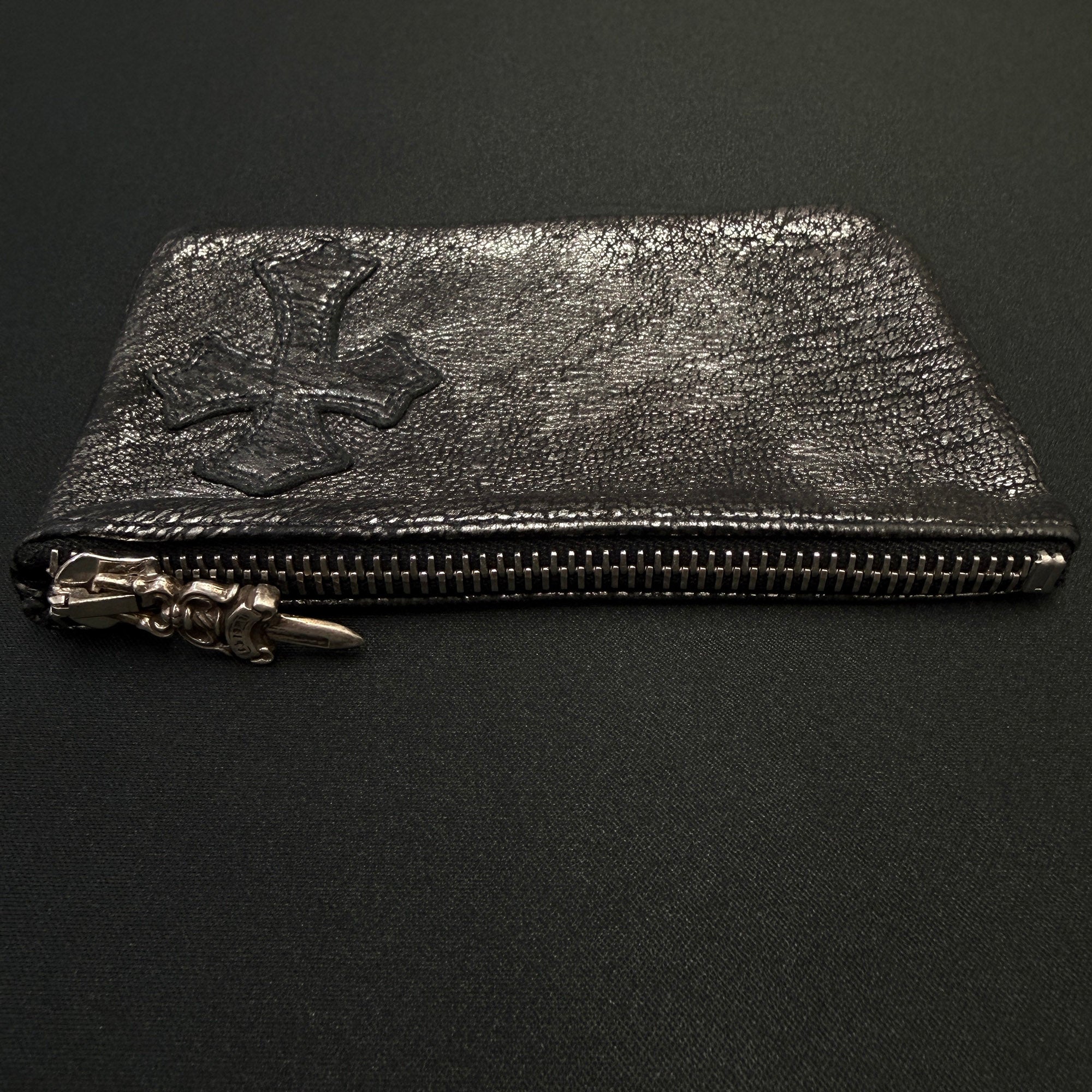 CHROME HEARTS 1 Cross Leather Patch Zipper Change Purse クロムハーツ 1クロスレザーパッチ ジッパー チェンジパース
