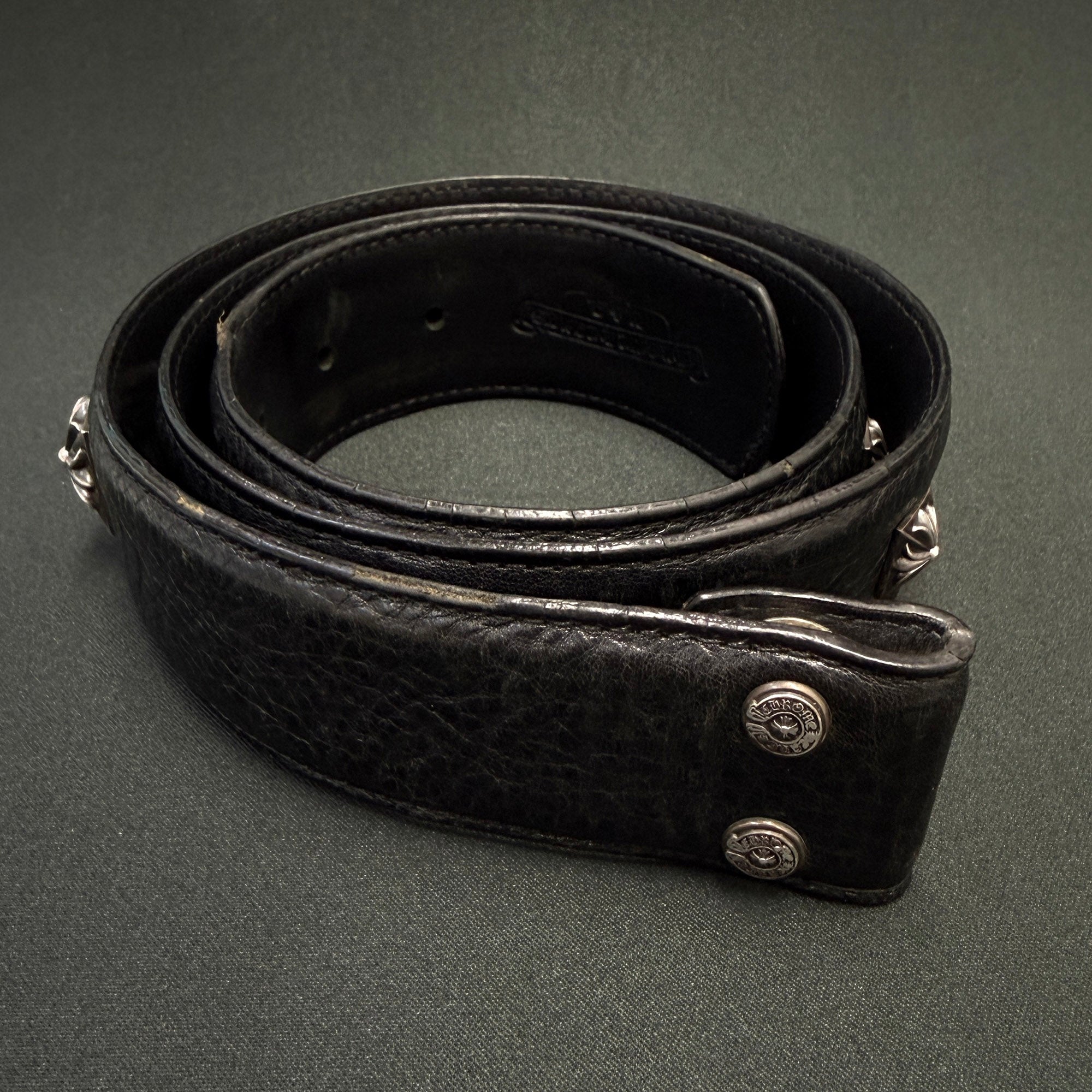 CHROME HEARTS Zero Pyramid Space Punk Studs Leather Belt Size 32 クロムハーツ ゼロピラミッドスペースパンクスタッズ レザーベルト サイズ32