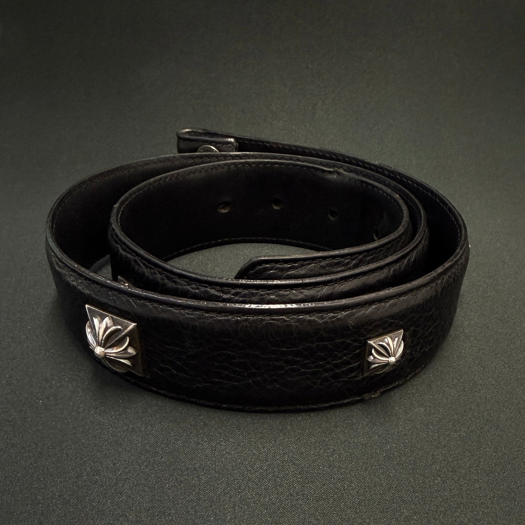 CHROME HEARTS Zero Pyramid Space Punk Studs Leather Belt Size 32 クロムハーツ ゼロピラミッドスペースパンクスタッズ レザーベルト サイズ32