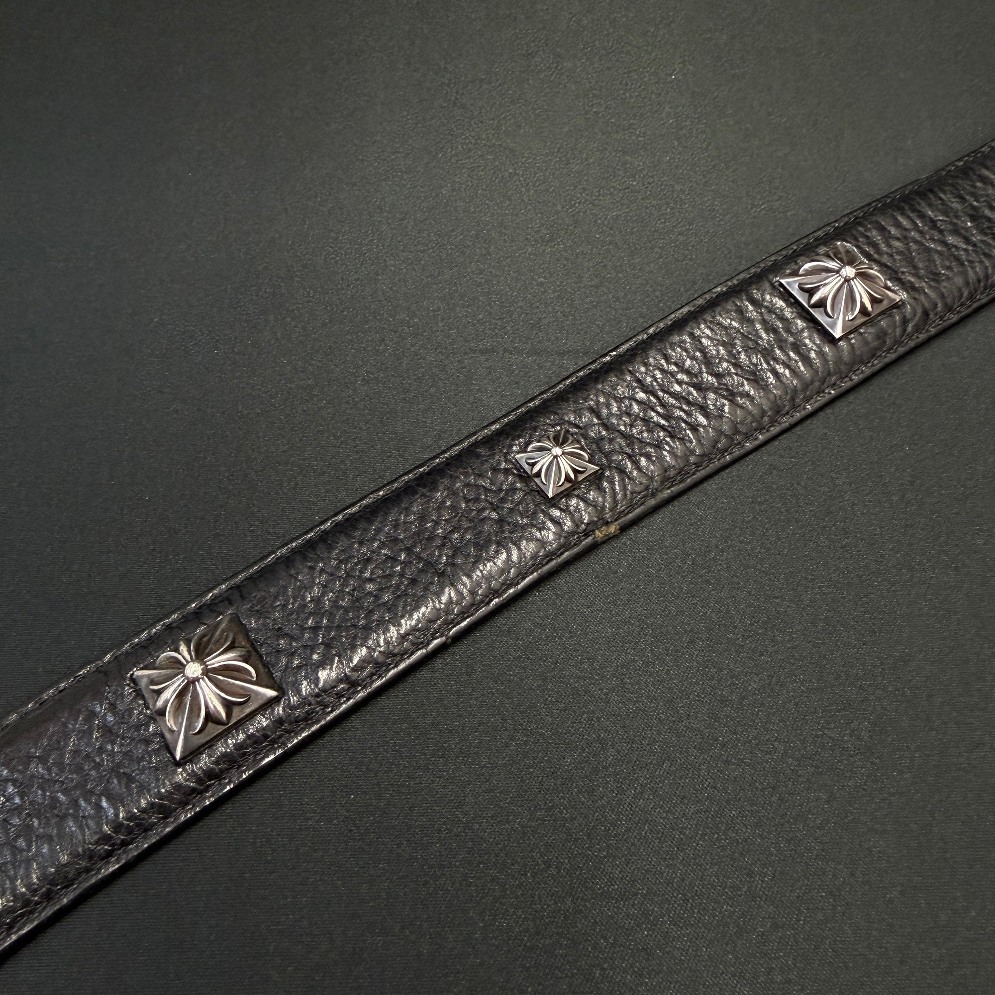 CHROME HEARTS Zero Pyramid Space Punk Studs Leather Belt Size 32 クロムハーツ ゼロピラミッドスペースパンクスタッズ レザーベルト サイズ32
