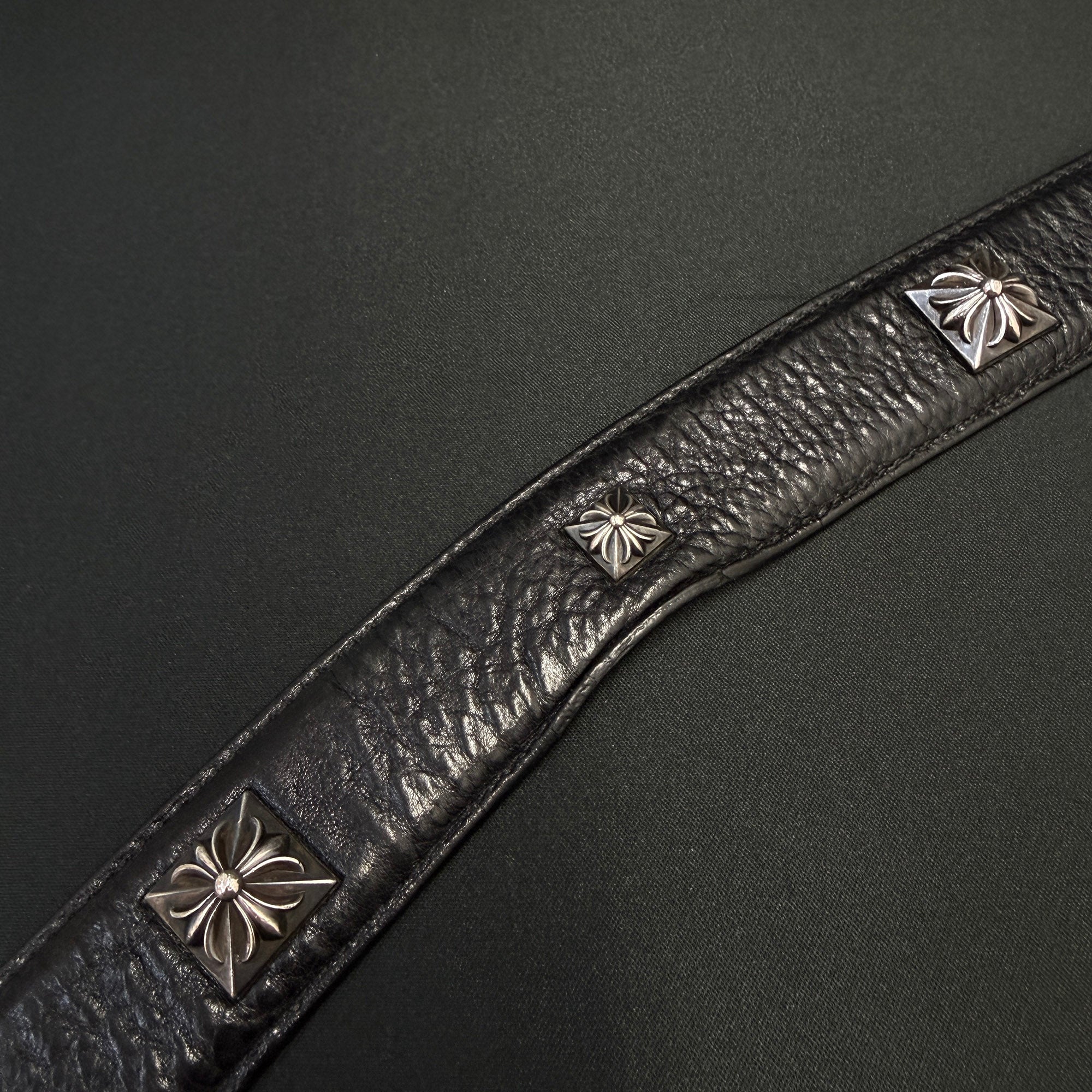 CHROME HEARTS Zero Pyramid Space Punk Studs Leather Belt Size 32 クロムハーツ ゼロピラミッドスペースパンクスタッズ レザーベルト サイズ32
