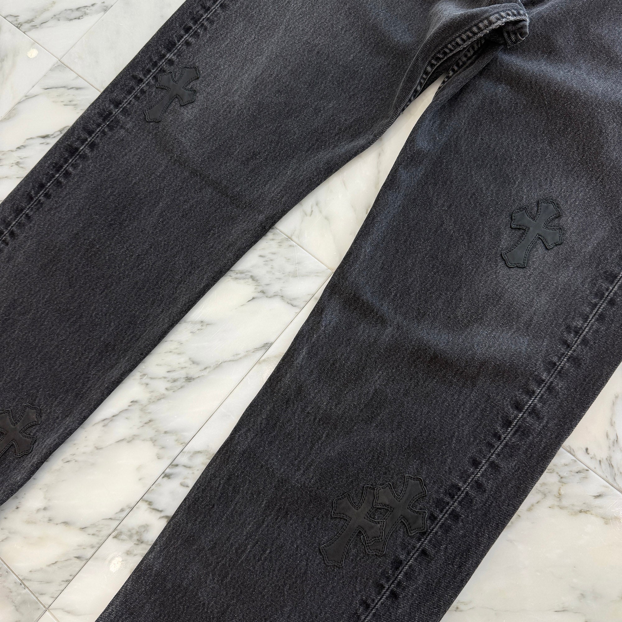 CHROME HEARTS × Levi's 501 VNTG Leather Cross Patch Denim Pants Size 36 クロムハーツ × リーバイス 501 ヴィンテージ レザークロスパッチ デニムパンツ サイズ36
