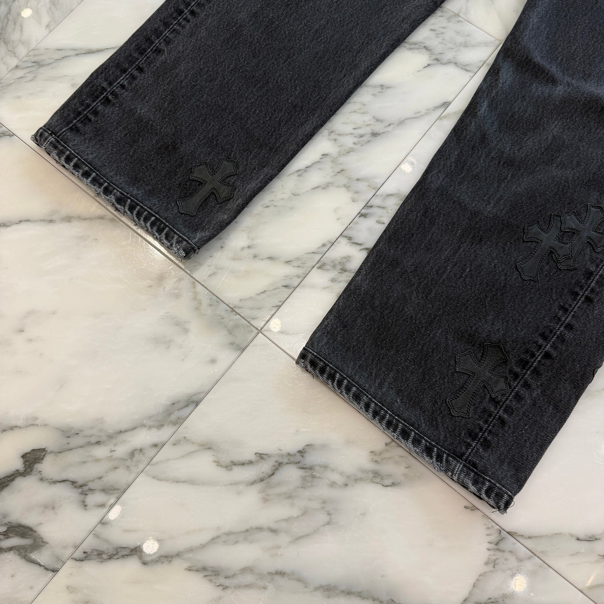 CHROME HEARTS × Levi's 501 VNTG Leather Cross Patch Denim Pants Size 36 クロムハーツ × リーバイス 501 ヴィンテージ レザークロスパッチ デニムパンツ サイズ36