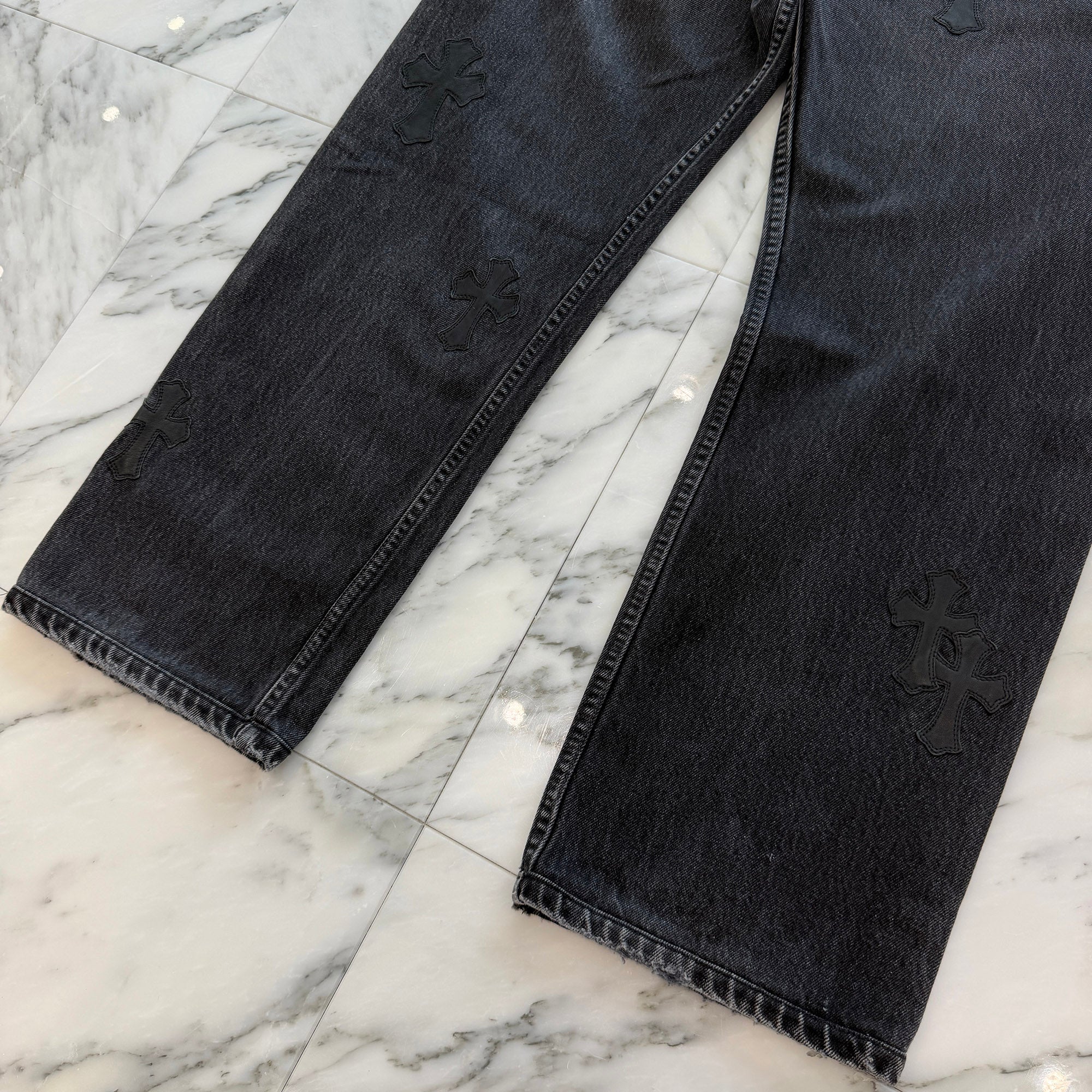 CHROME HEARTS × Levi's 501 VNTG Leather Cross Patch Denim Pants Size 36 クロムハーツ × リーバイス 501 ヴィンテージ レザークロスパッチ デニムパンツ サイズ36