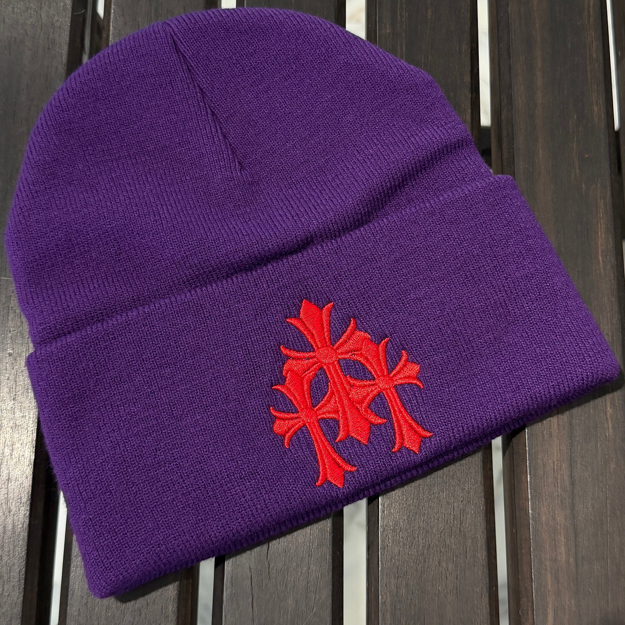 CHROME HEARTS Triple Cross Embroidery Beanie Size ONE SIZE (22cm) クロムハーツ トリプルクロス刺繍 ビーニー サイズONE SIZE (22cm)
