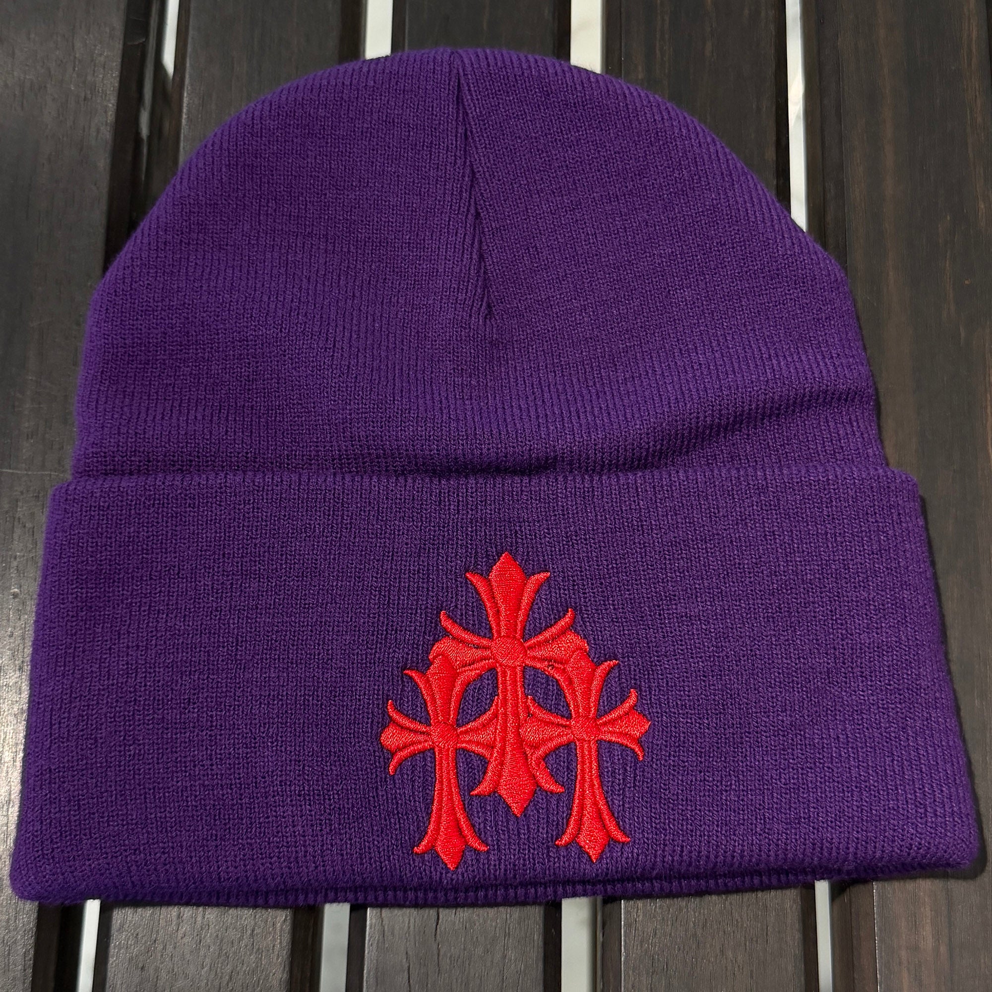 CHROME HEARTS Triple Cross Embroidery Beanie Size ONE SIZE (22cm) クロムハーツ トリプルクロス刺繍 ビーニー サイズONE SIZE (22cm)
