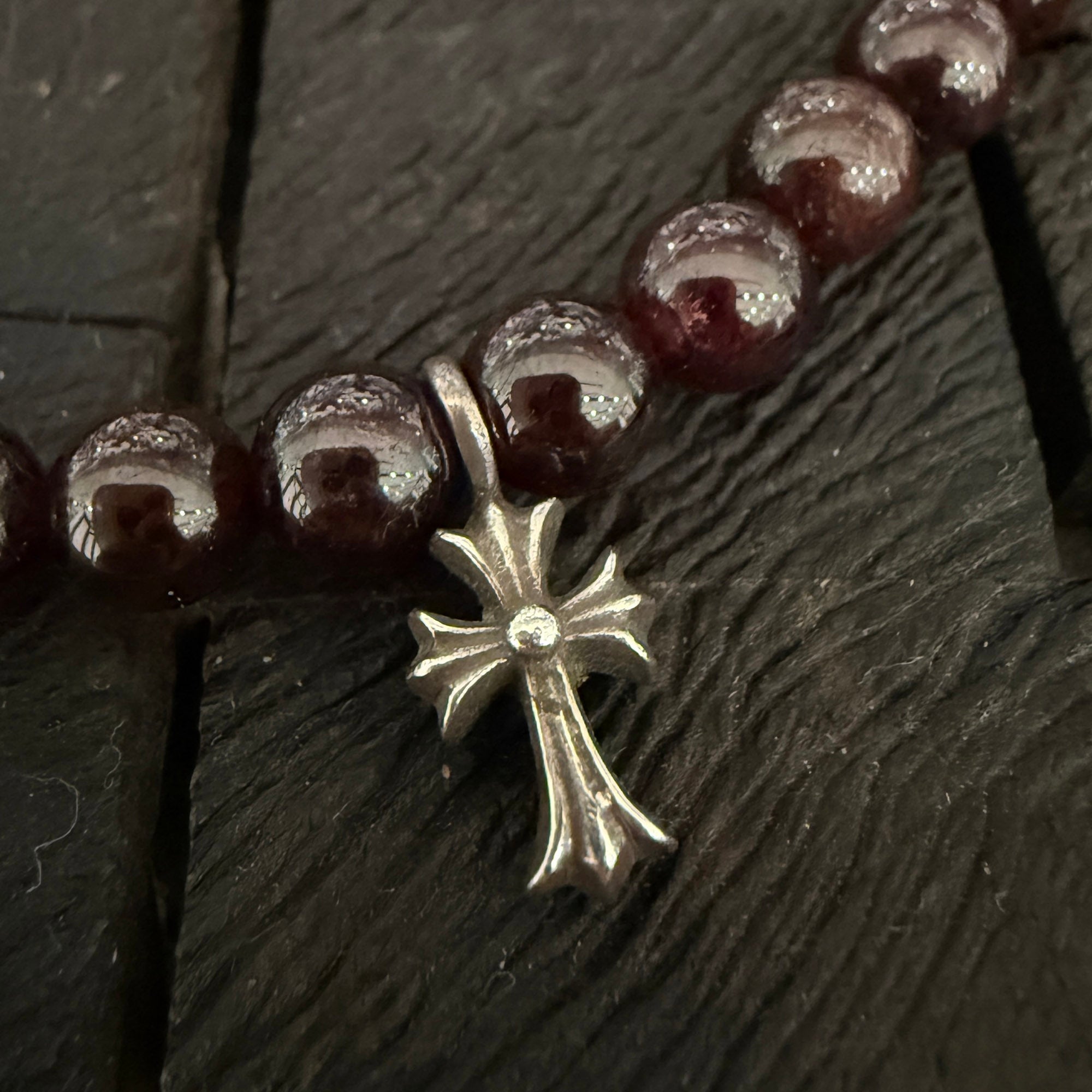 CHROME HEARTS Stack CH Cross Charm Beads Bracelet 6mm クロムハーツ スタックCHクロス チャーム ビーズブレスレット 6mm