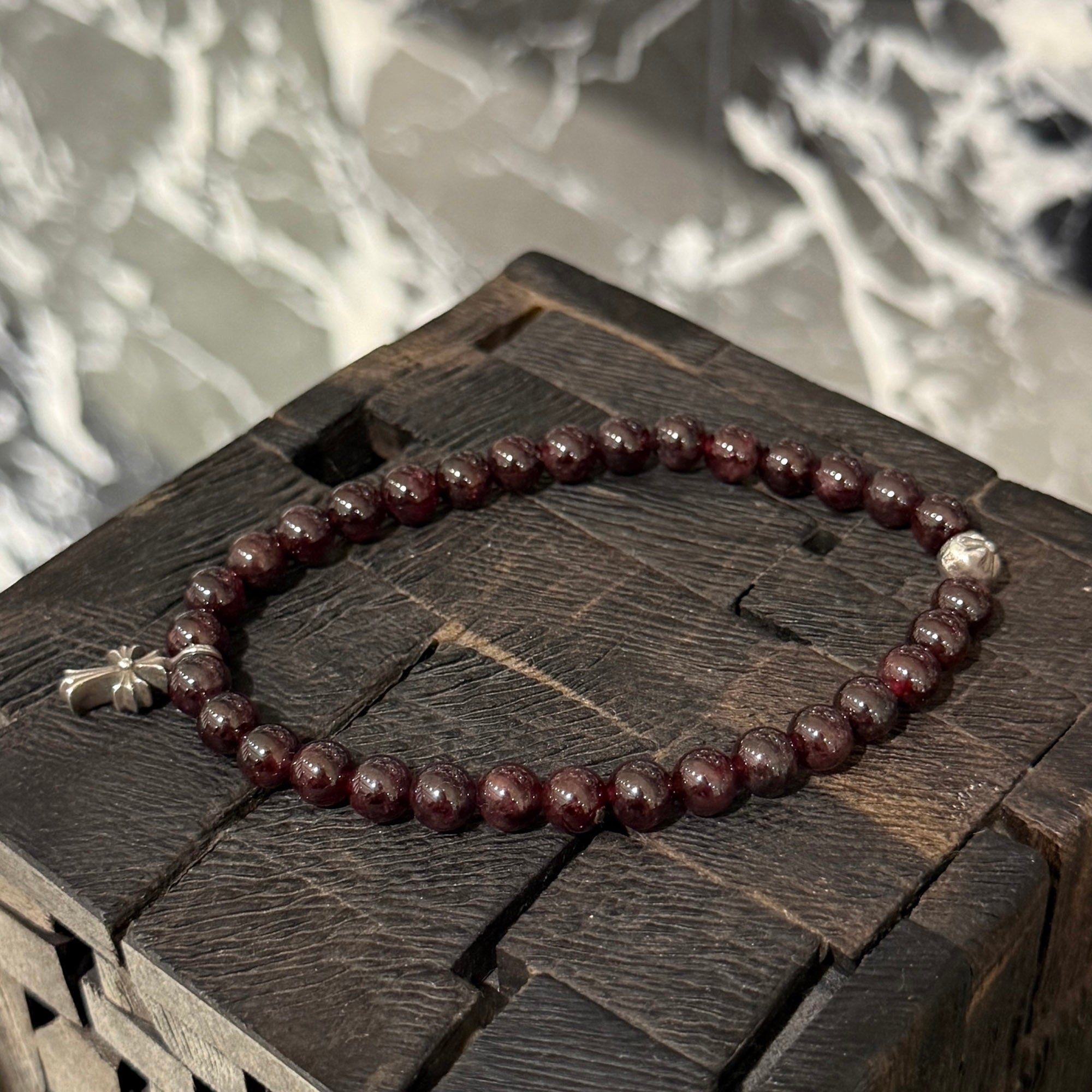 CHROME HEARTS Stack CH Cross Charm Beads Bracelet 6mm クロムハーツ スタックCHクロス チャーム ビーズブレスレット 6mm