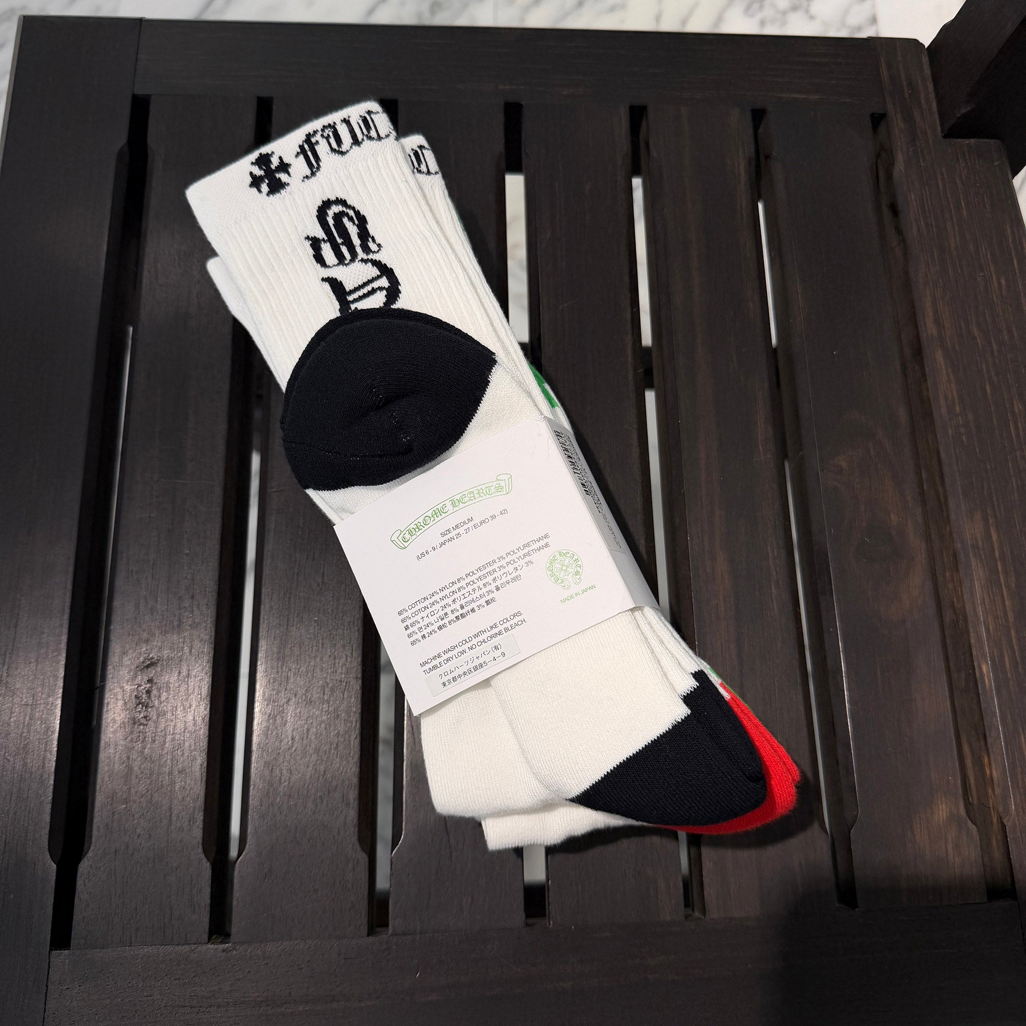 CHROME HEARTS Vine Dagger Embroidery Fuck You Socks ×3 Size M (JP25-27) クロムハーツ ヴァインダガー刺繍 ファックユーロゴ ソックス ×3 サイズM (JP25-27)