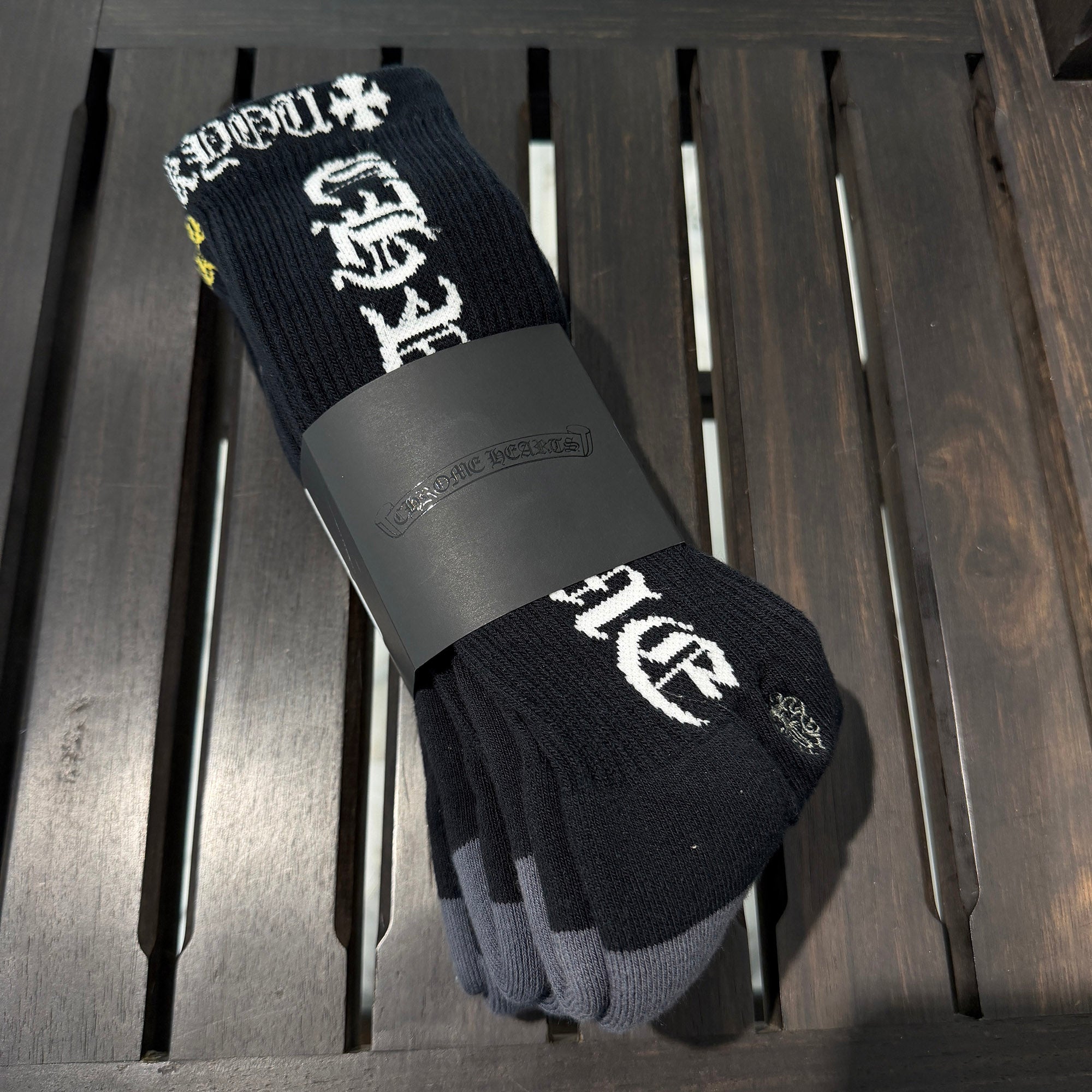 CHROME HEARTS Vine Dagger Embroidery Fuck You Socks ×3 Size M (JP25-27) クロムハーツ ヴァインダガー刺繍 ファックユーロゴ ソックス ×3 サイズM (JP25-27)
