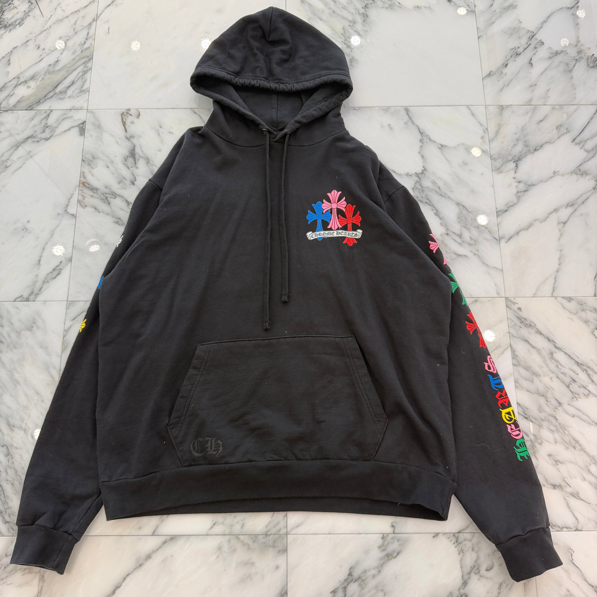 CHROME HEARTS 2021SS MLTCOL CEM CRS Pullover Hoodie Size L クロムハーツ マルチカラー セメタリークロス プルオーバー フーディ サイズL
