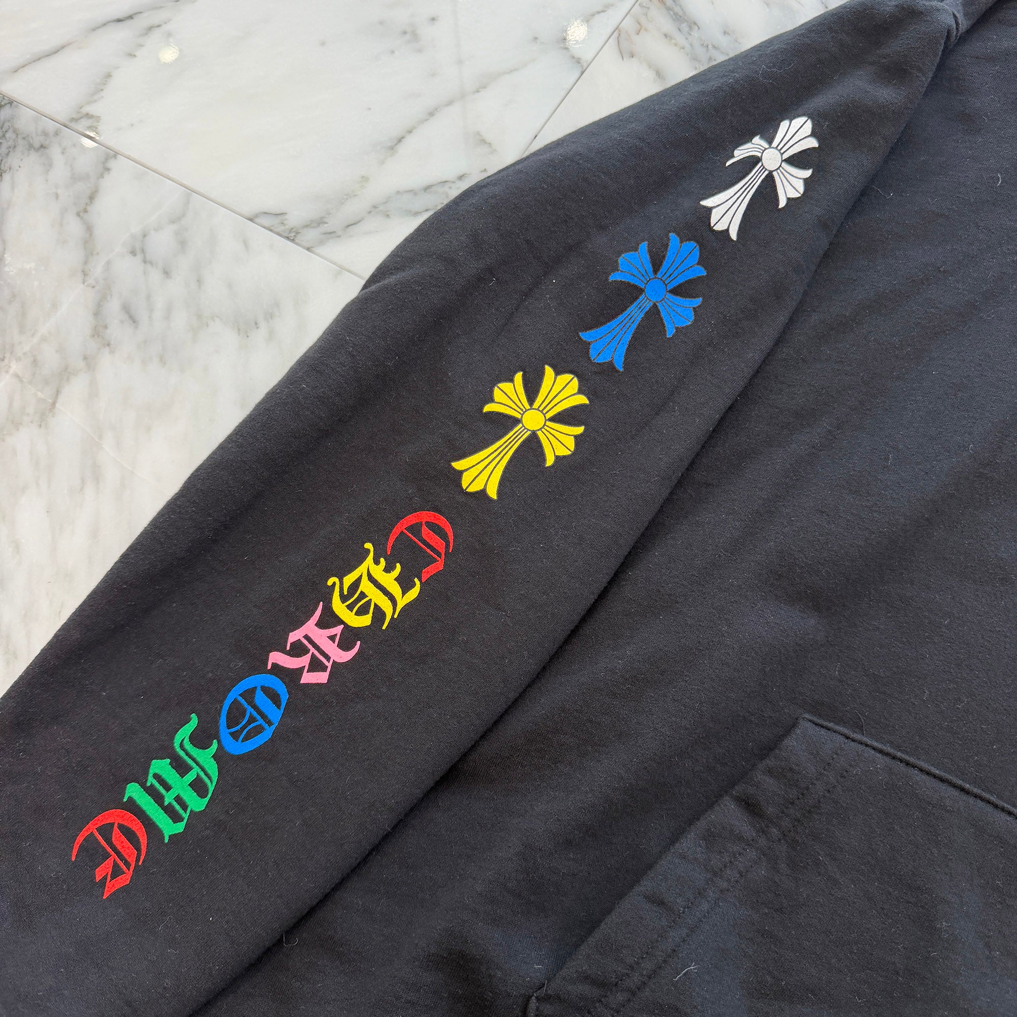 CHROME HEARTS 2021SS MLTCOL CEM CRS Pullover Hoodie Size L クロムハーツ マルチカラー セメタリークロス プルオーバー フーディ サイズL