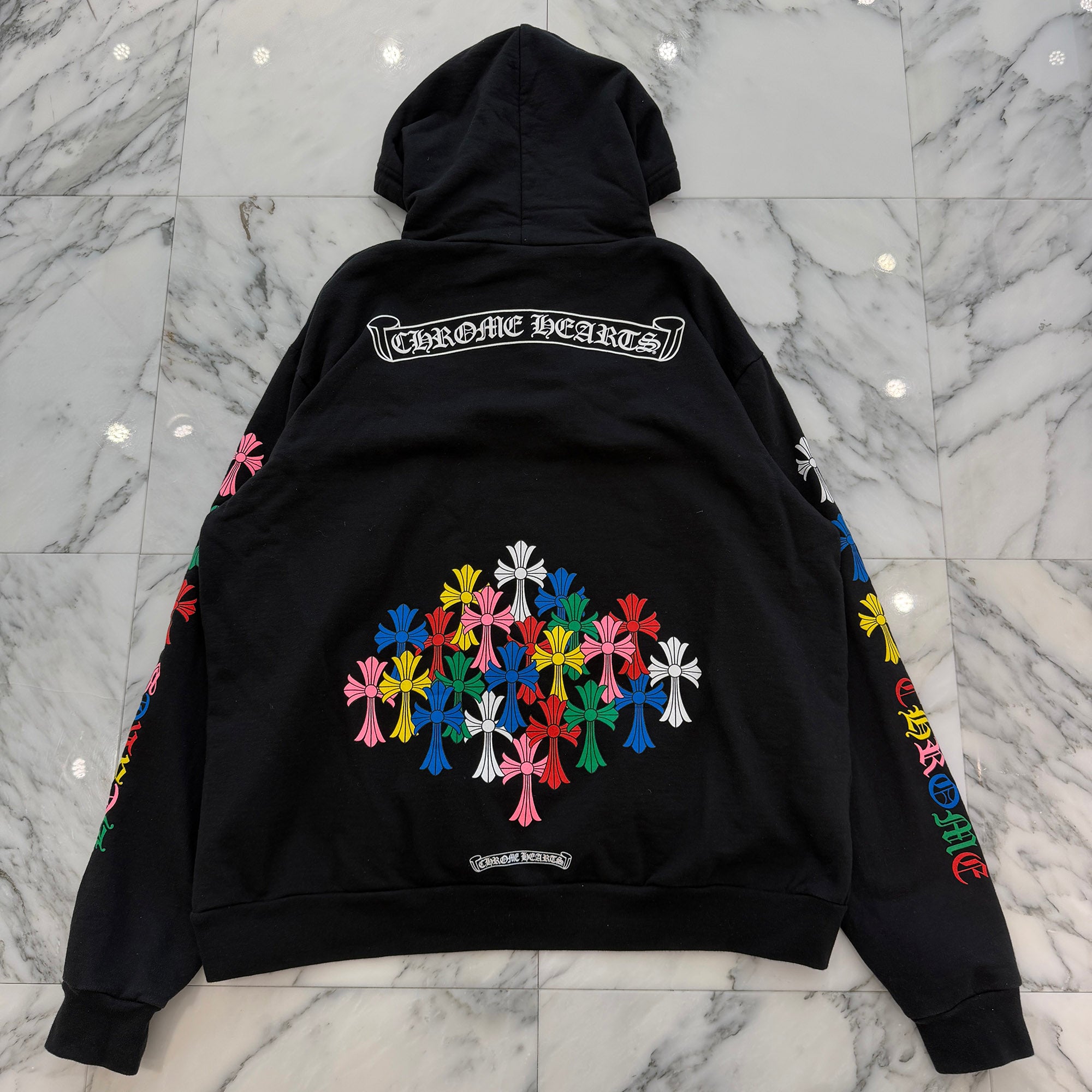 CHROME HEARTS 2021SS MLTCOL CEM CRS Pullover Hoodie Size L クロムハーツ マルチカラー セメタリークロス プルオーバー フーディ サイズL